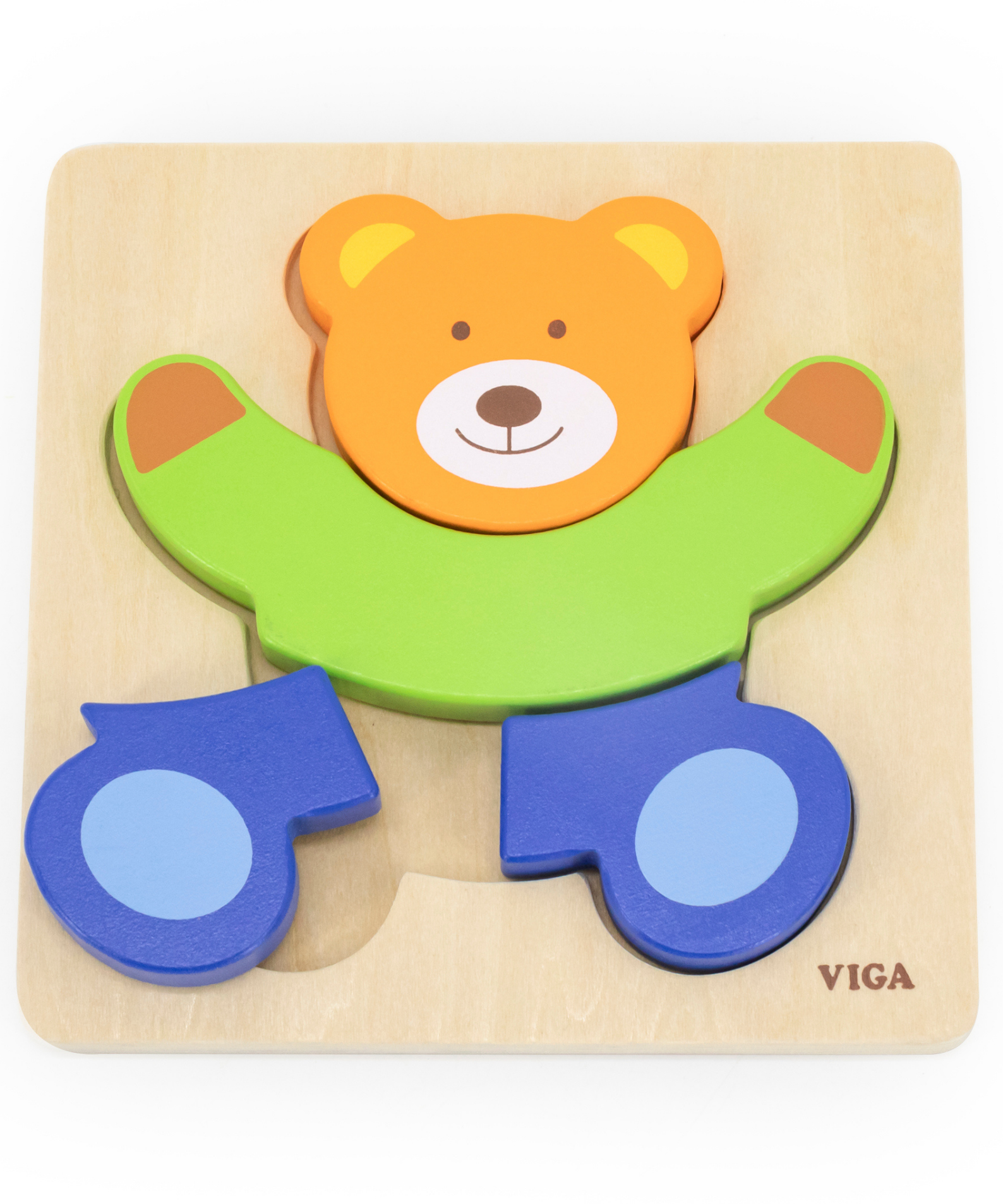 Viga Bear, 4 Piece Block Puzzle, Montessori Wooden Toy, Develops Sensory, Cognitive & Fine Motor Skills, Non-Toxic & Eco-friendly Kids Educational Toy, Suitable for Boys and Girls Aged 18M+