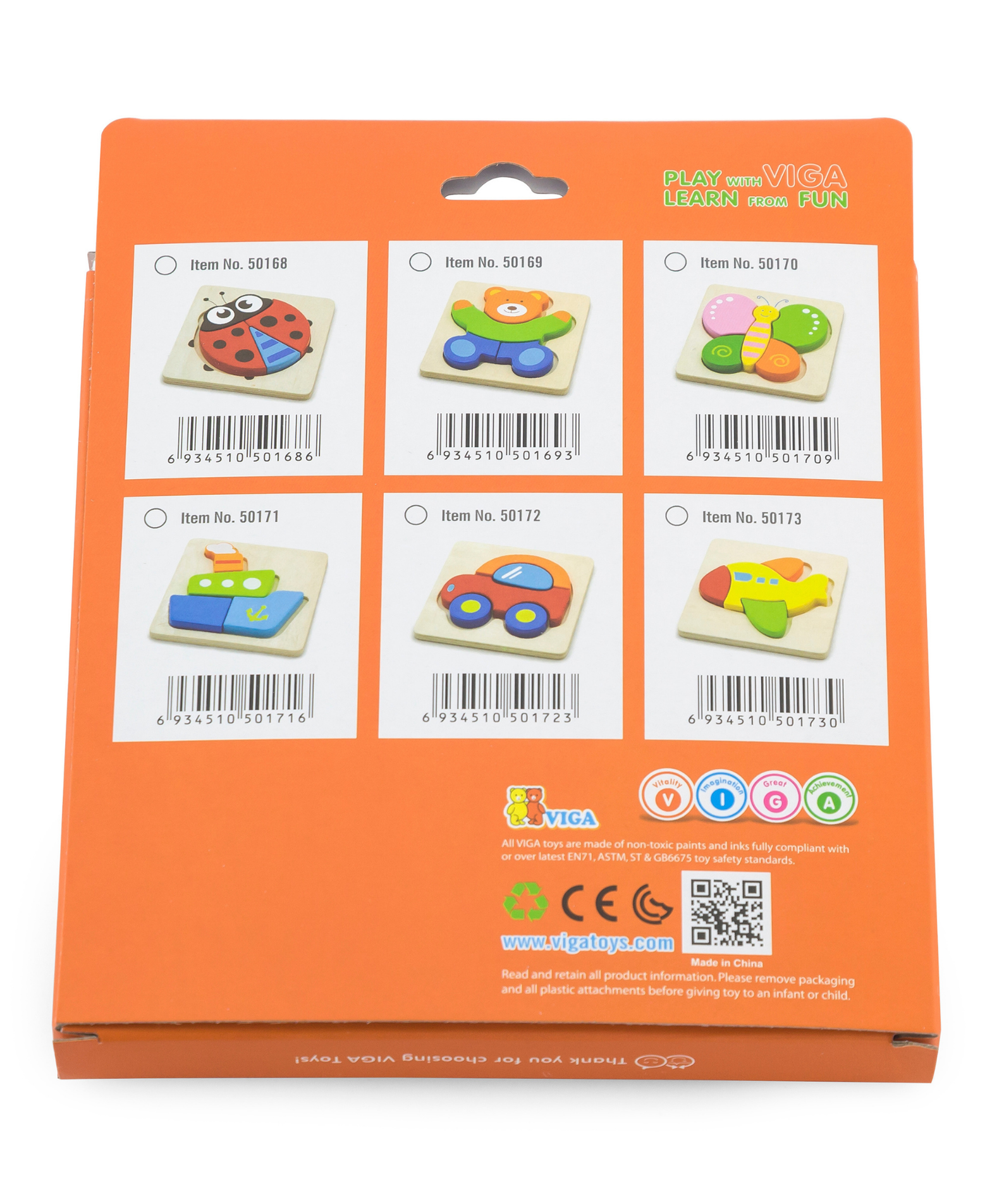 Viga Butterfly, 5 Piece Block Puzzle, Montessori Wooden Toy, Develops Sensory, Cognitive & Fine Motor Skills, Non-Toxic & Eco-friendly Kids Educational Toy, Suitable for Boys and Girls Aged 18M+
