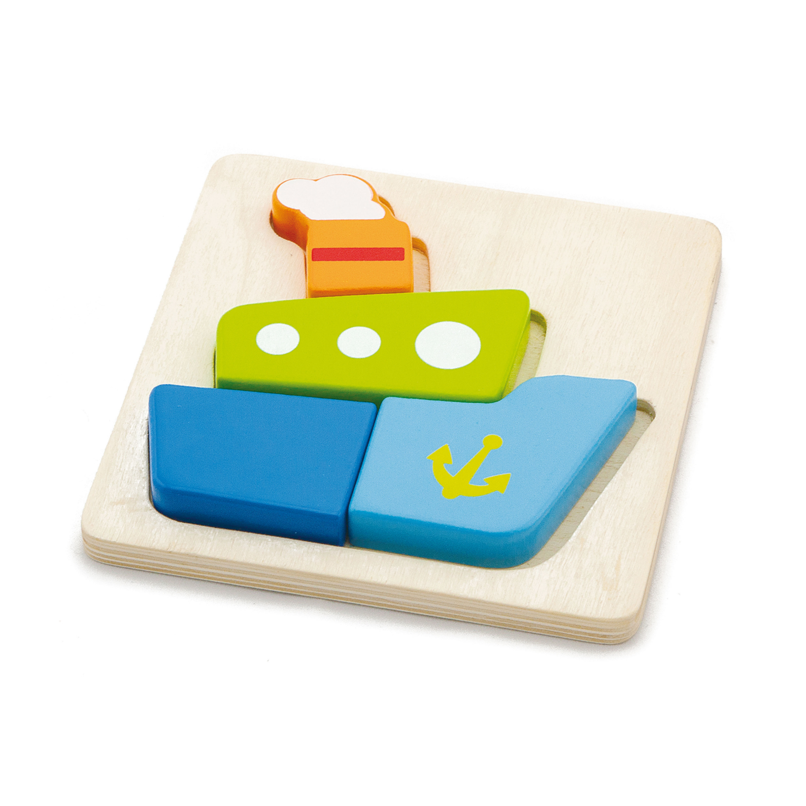 Viga Boat, 4 Piece Block Puzzle, Montessori Wooden Toy, Develops Sensory, Cognitive & Fine Motor Skills, Non-Toxic & Eco-friendly Kids Educational Toy, Suitable for Boys and Girls Aged 18M+