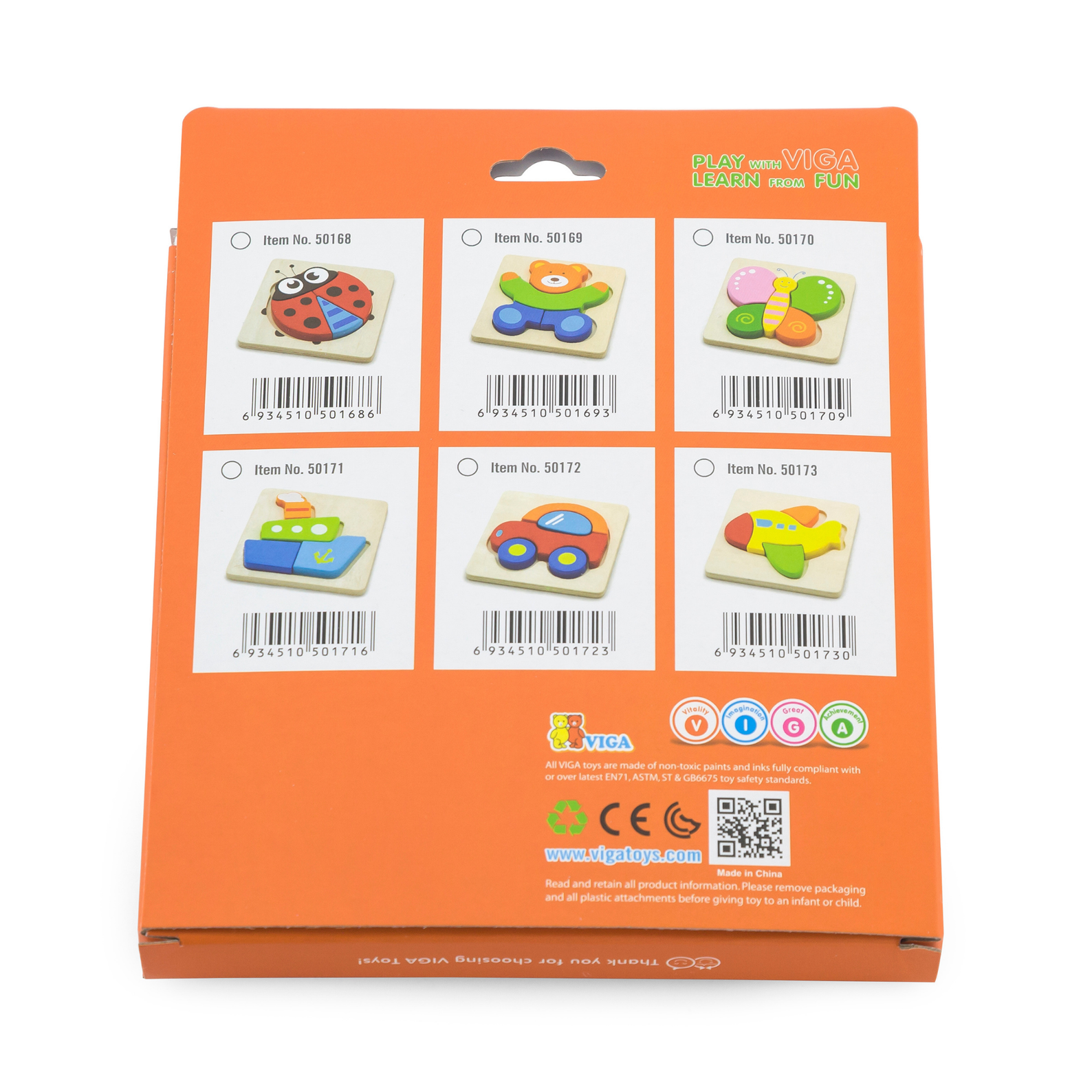 Viga Car, 5 Piece Block Puzzle, Montessori Wooden Toy, Develops Sensory, Cognitive & Fine Motor Skills, Non-Toxic & Eco-friendly Kids Educational Toy, Suitable for Boys and Girls Aged 18M+
