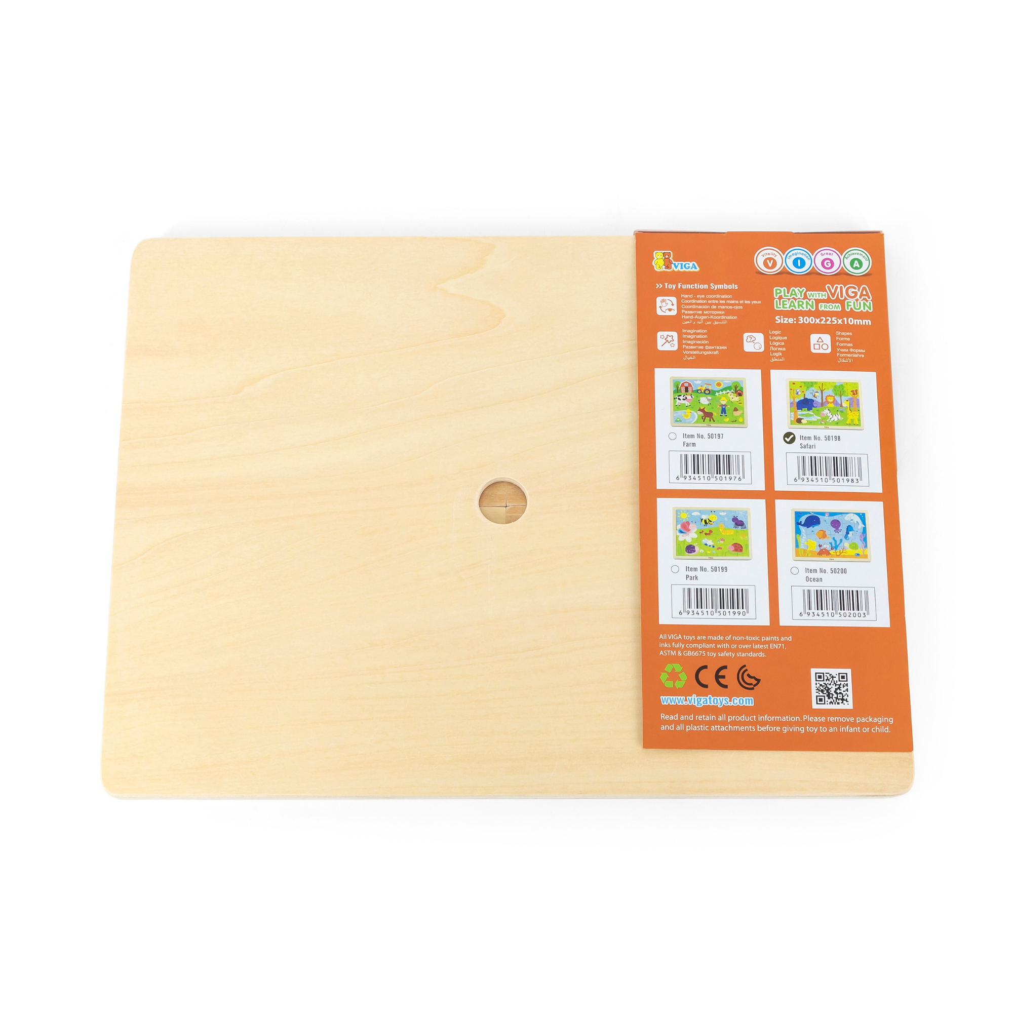 Viga Safari, 24 Piece Jigsaw Puzzle, Montessori Wooden Toy, Develops Sensory, Cognitive & Fine Motor Skills, Non-Toxic & Eco-friendly Kids Educational Toy, Suitable for Boys and Girls Aged 2Y+