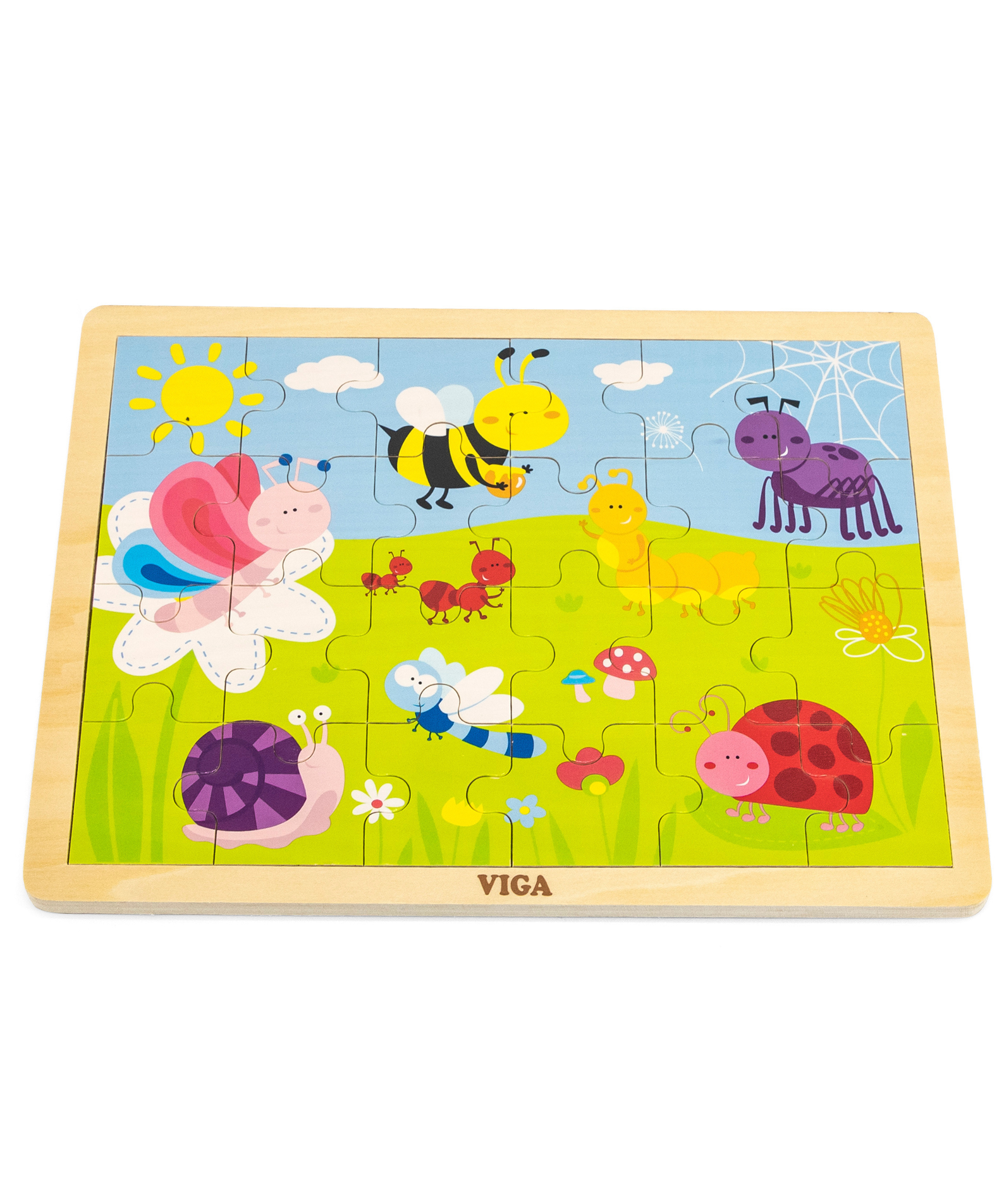 Viga Park, 24 Piece Jigsaw Puzzle, Montessori Wooden Toy, Develops Sensory, Cognitive & Fine Motor Skills, Non-Toxic & Eco-friendly Kids Educational Toy, Suitable for Boys and Girls Aged 2Y+