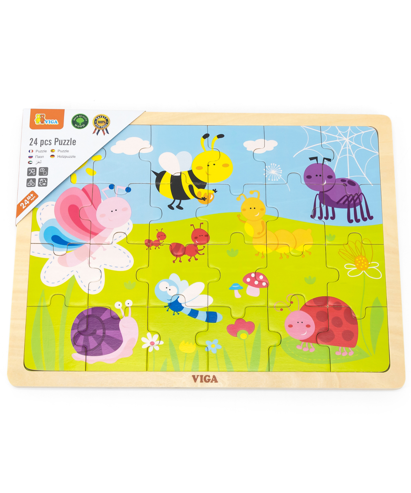 Viga Park, 24 Piece Jigsaw Puzzle, Montessori Wooden Toy, Develops Sensory, Cognitive & Fine Motor Skills, Non-Toxic & Eco-friendly Kids Educational Toy, Suitable for Boys and Girls Aged 2Y+