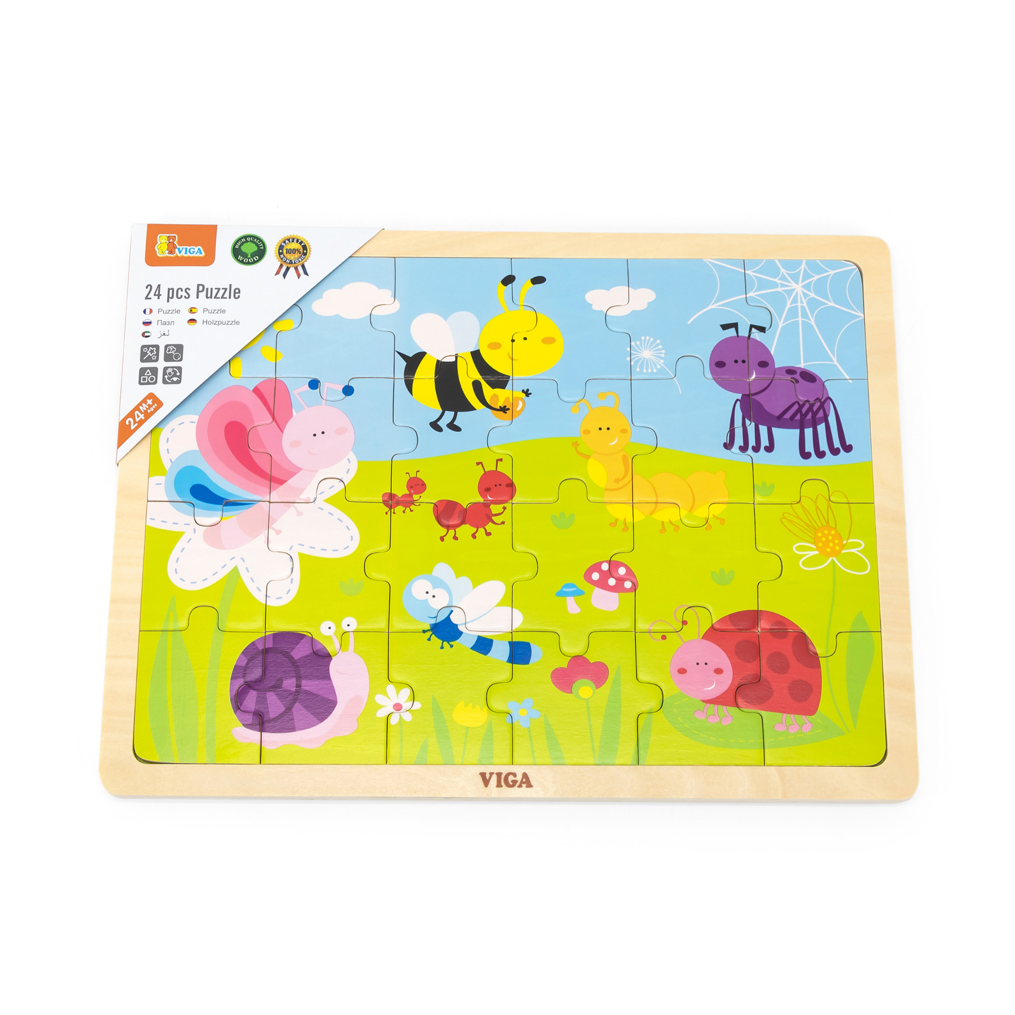 Viga Park, 24 Piece Jigsaw Puzzle, Montessori Wooden Toy, Develops Sensory, Cognitive & Fine Motor Skills, Non-Toxic & Eco-friendly Kids Educational Toy, Suitable for Boys and Girls Aged 2Y+