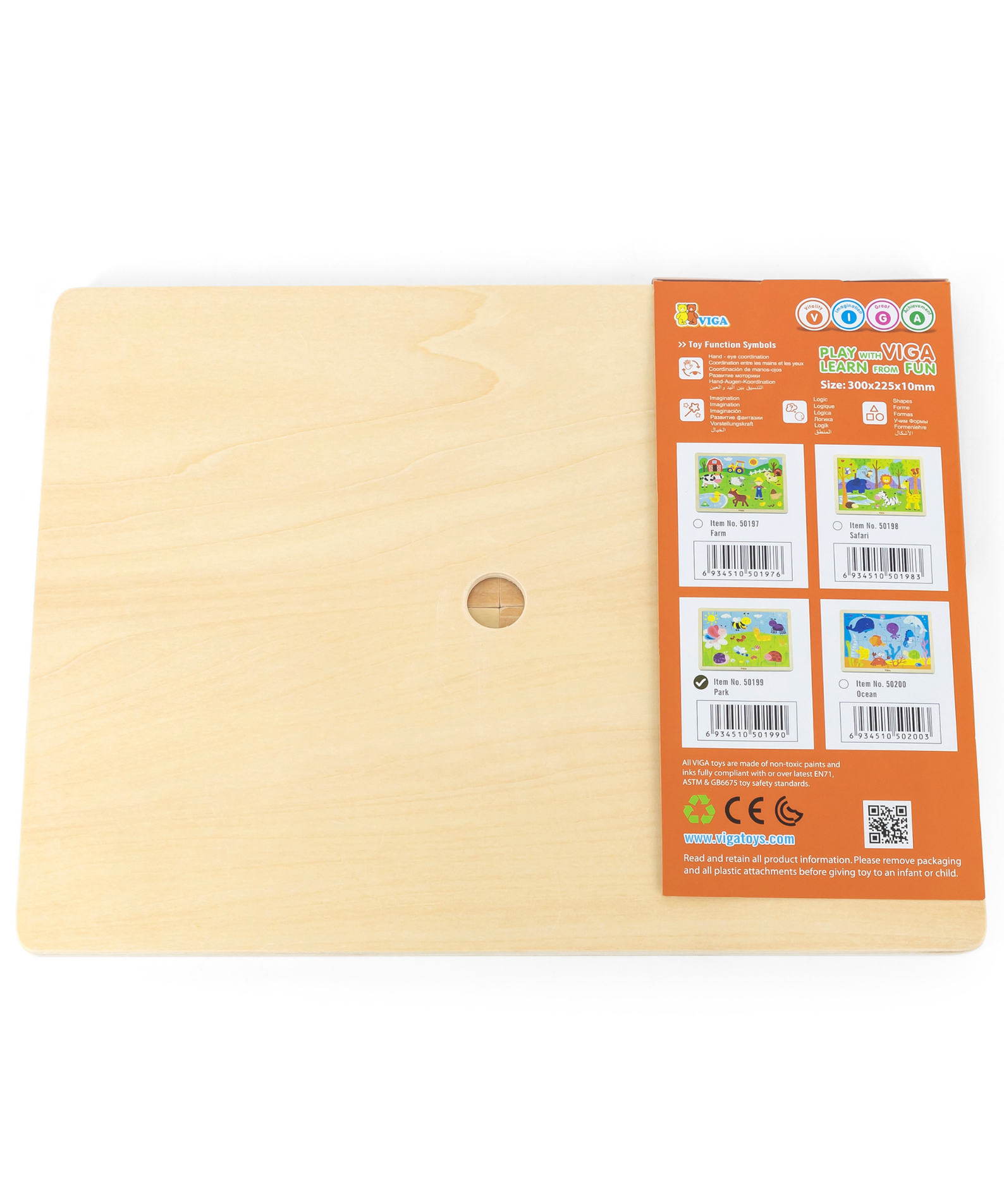Viga Park, 24 Piece Jigsaw Puzzle, Montessori Wooden Toy, Develops Sensory, Cognitive & Fine Motor Skills, Non-Toxic & Eco-friendly Kids Educational Toy, Suitable for Boys and Girls Aged 2Y+