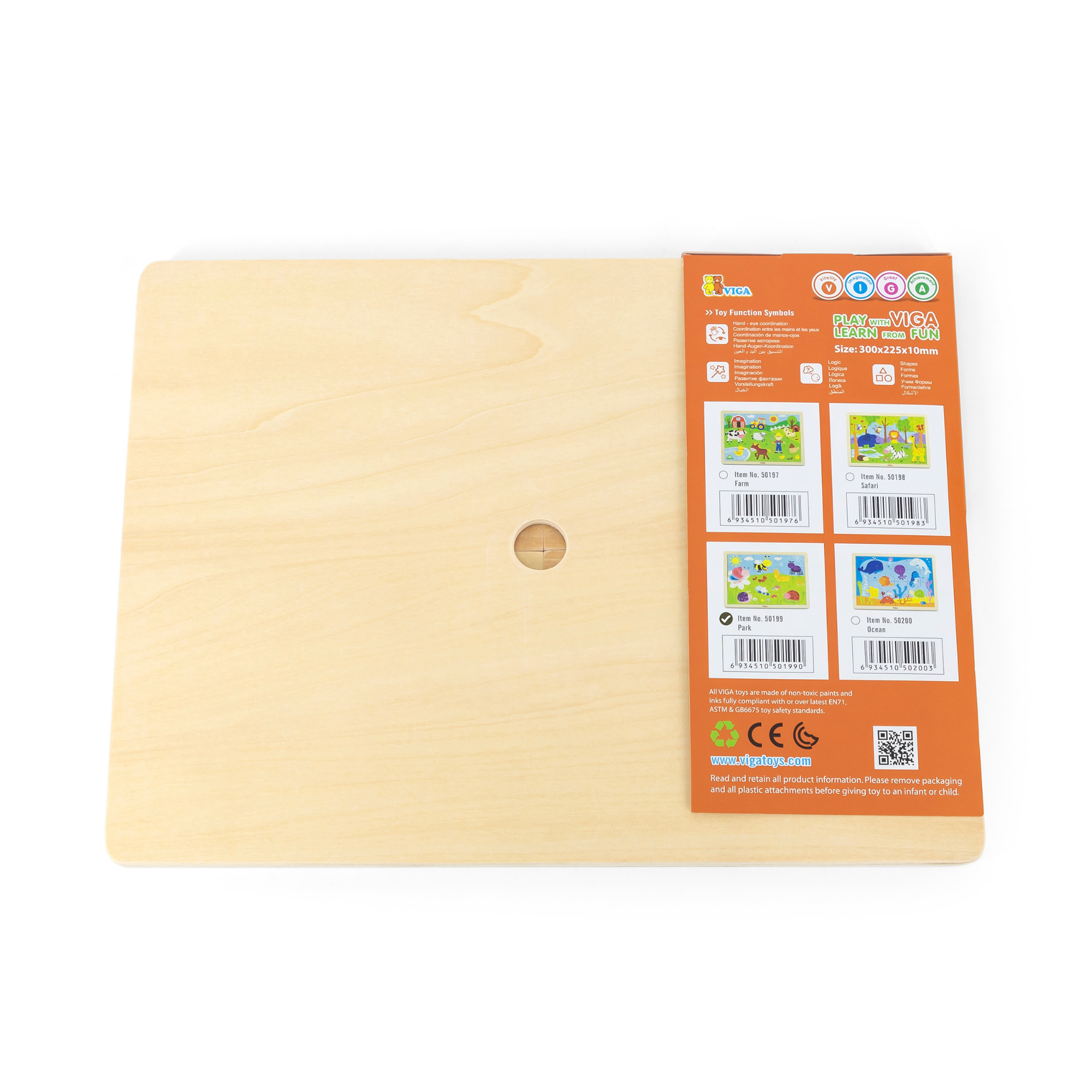 Viga Park, 24 Piece Jigsaw Puzzle, Montessori Wooden Toy, Develops Sensory, Cognitive & Fine Motor Skills, Non-Toxic & Eco-friendly Kids Educational Toy, Suitable for Boys and Girls Aged 2Y+