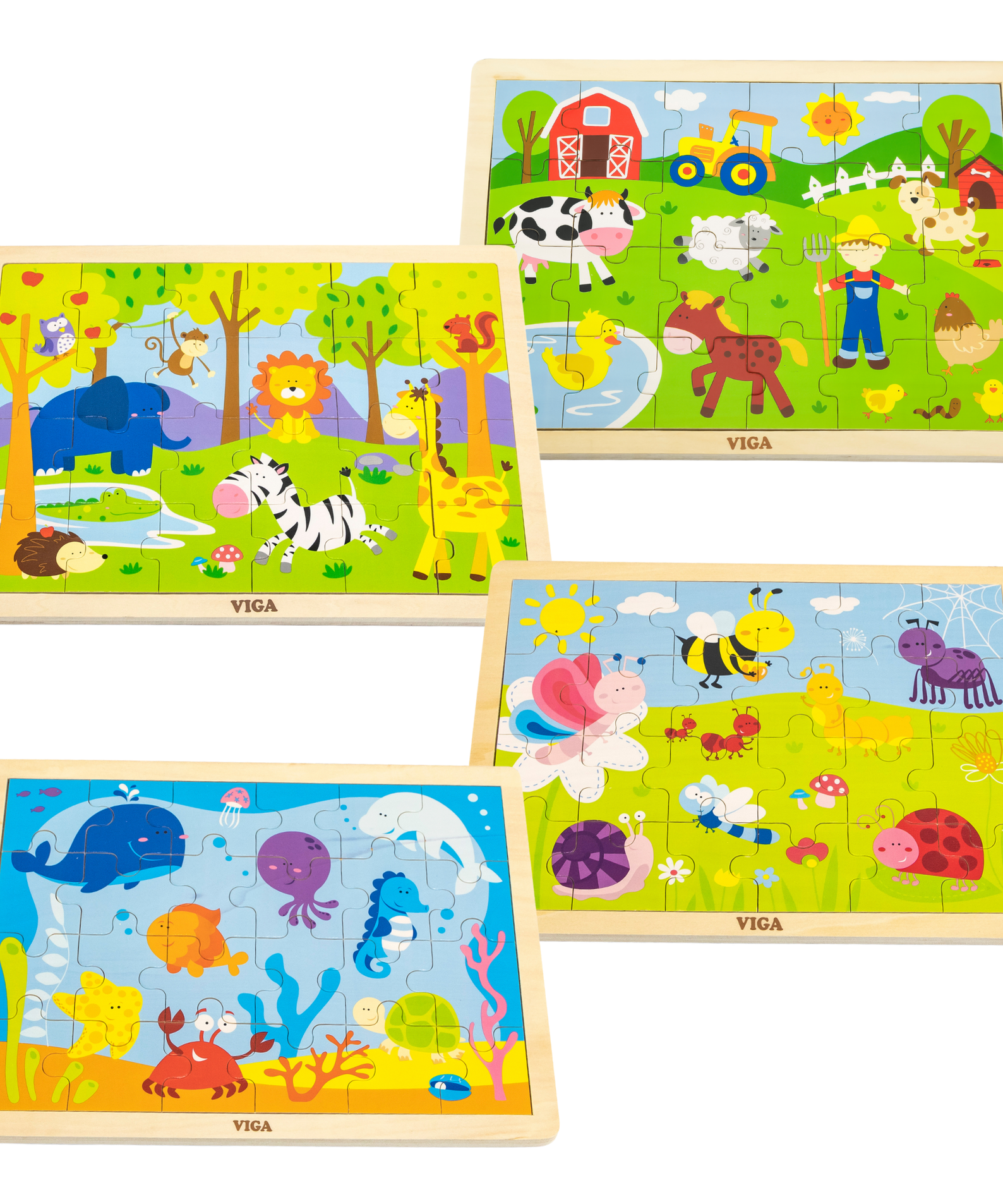 Viga Park, 24 Piece Jigsaw Puzzle, Montessori Wooden Toy, Develops Sensory, Cognitive & Fine Motor Skills, Non-Toxic & Eco-friendly Kids Educational Toy, Suitable for Boys and Girls Aged 2Y+