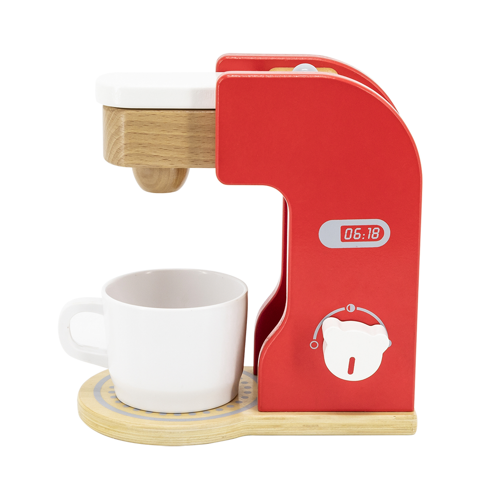 VIGA Wooden Coffee Maker for Kids  Pretend Play Kitchen Appliance with Cup and Coffee Capsule  Montessori Toy for Imaginative Roleplay  Ages 3 and Up
