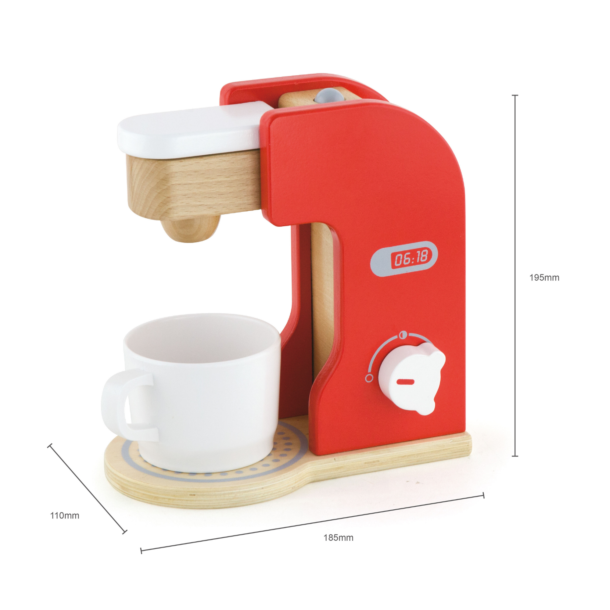 VIGA Wooden Coffee Maker for Kids  Pretend Play Kitchen Appliance with Cup and Coffee Capsule  Montessori Toy for Imaginative Roleplay  Ages 3 and Up