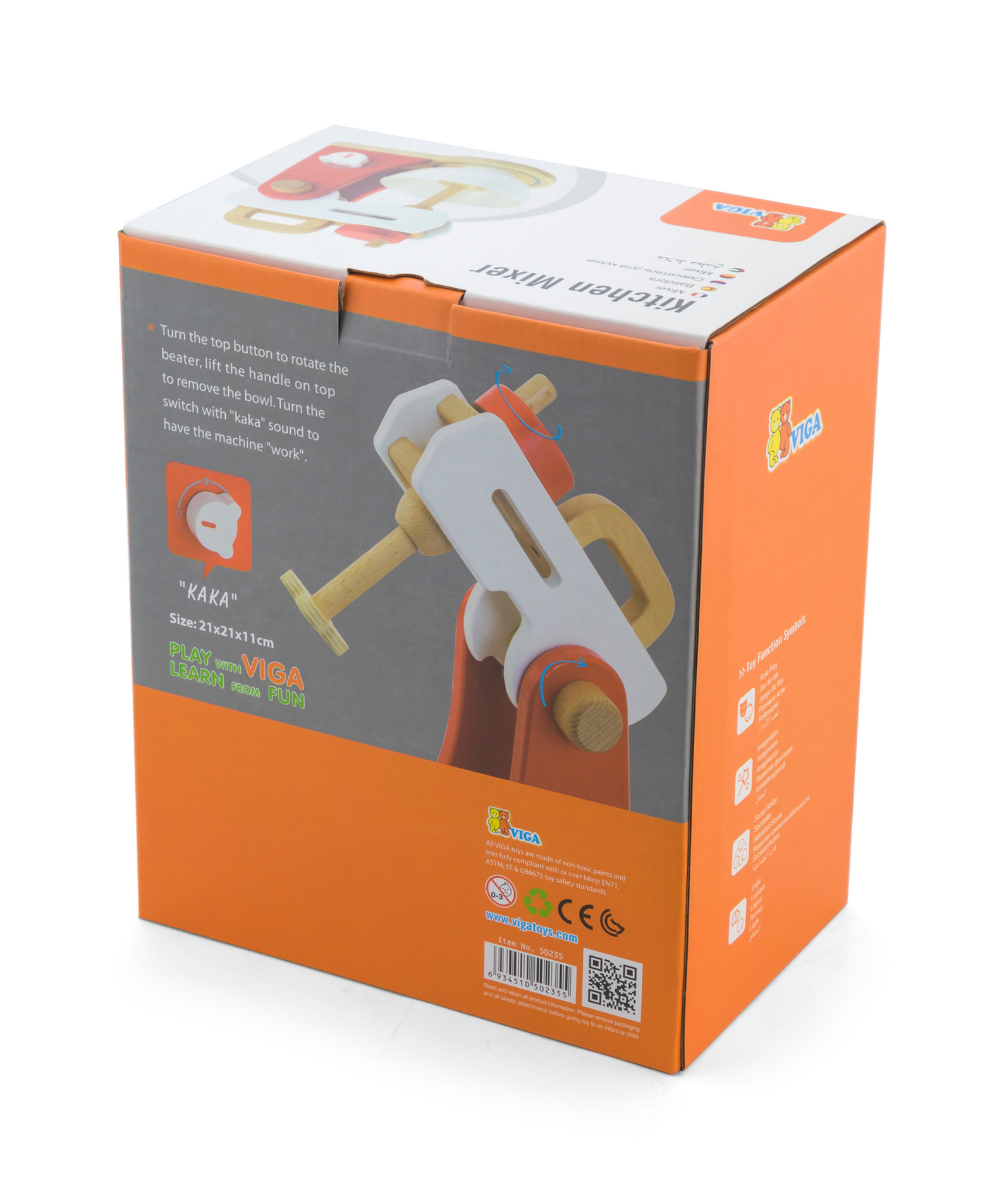 VIGA Wooden Kitchen Mixer Toy with Ingredients  Educational Roleplay Set for Children 3 Years and Up