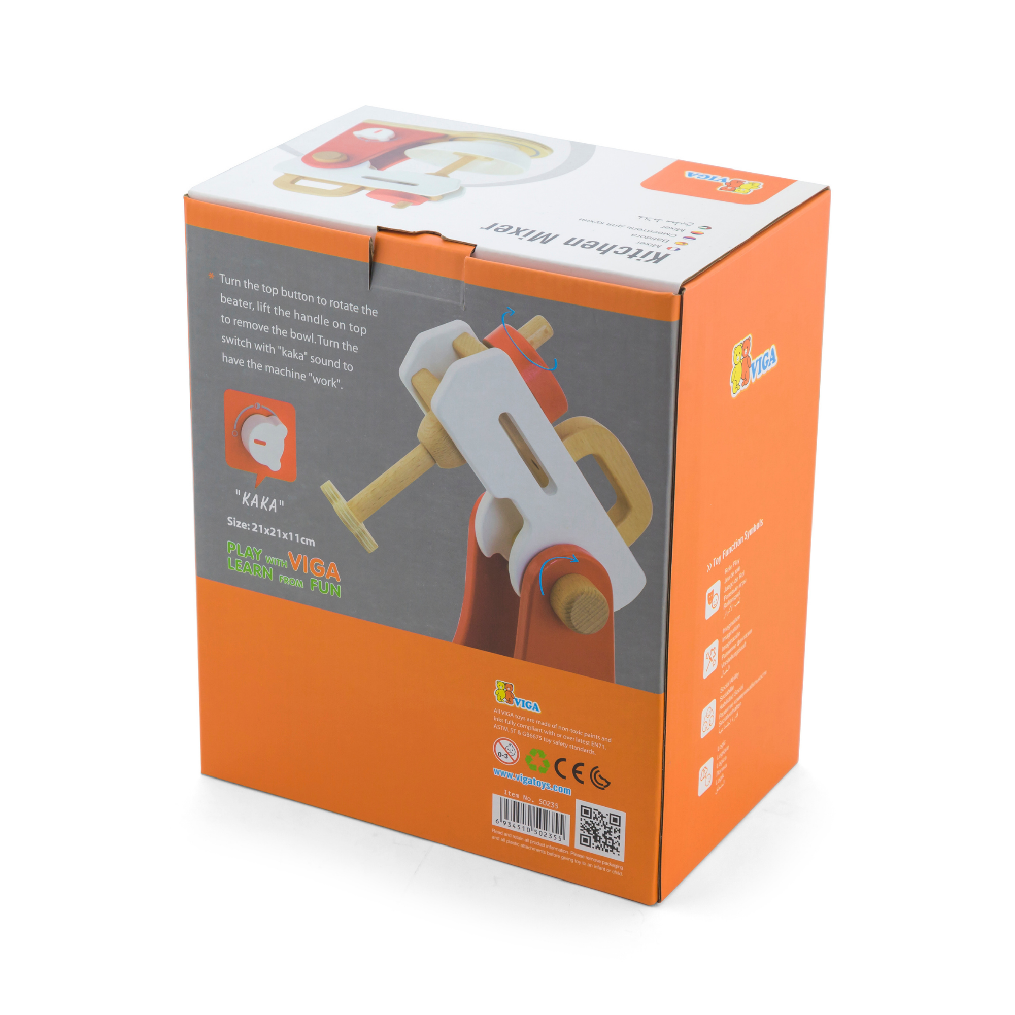 VIGA Wooden Kitchen Mixer Toy with Ingredients  Educational Roleplay Set for Children 3 Years and Up