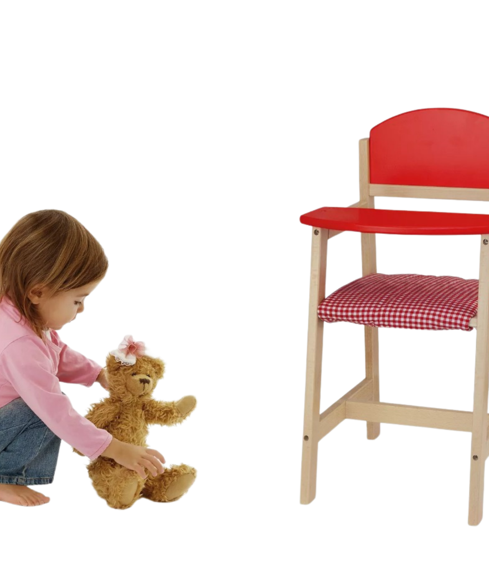 VIGA Wooden Doll High Chair  Durable Roleplay Toy for Pretend Feeding, Ages 3 and Up