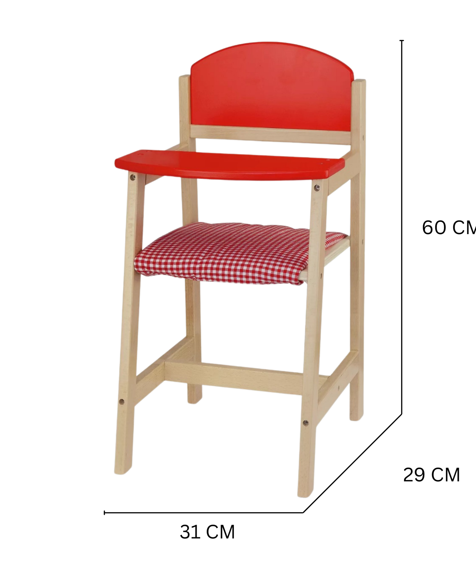 VIGA Wooden Doll High Chair  Durable Roleplay Toy for Pretend Feeding, Ages 3 and Up