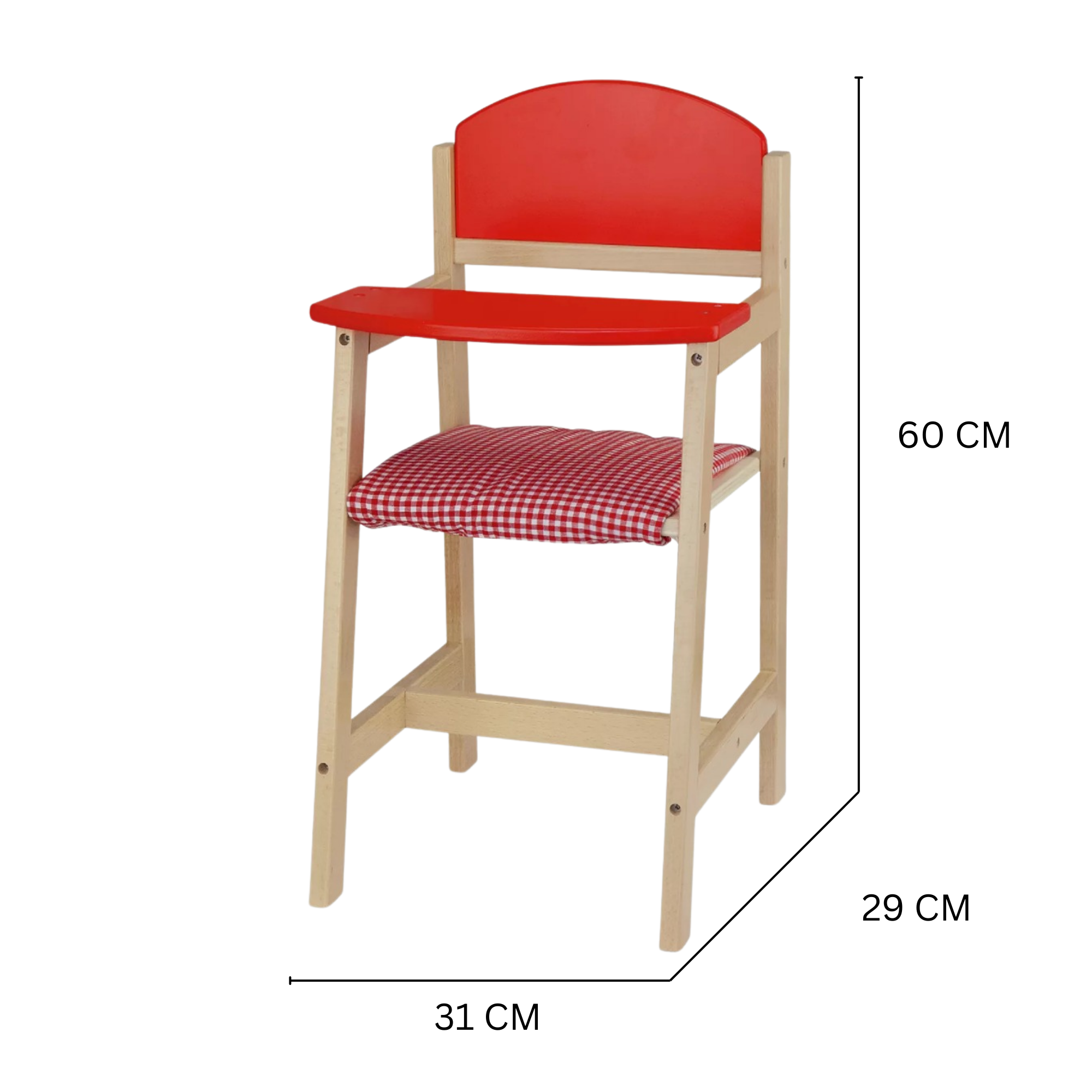 VIGA Wooden Doll High Chair  Durable Roleplay Toy for Pretend Feeding, Ages 3 and Up