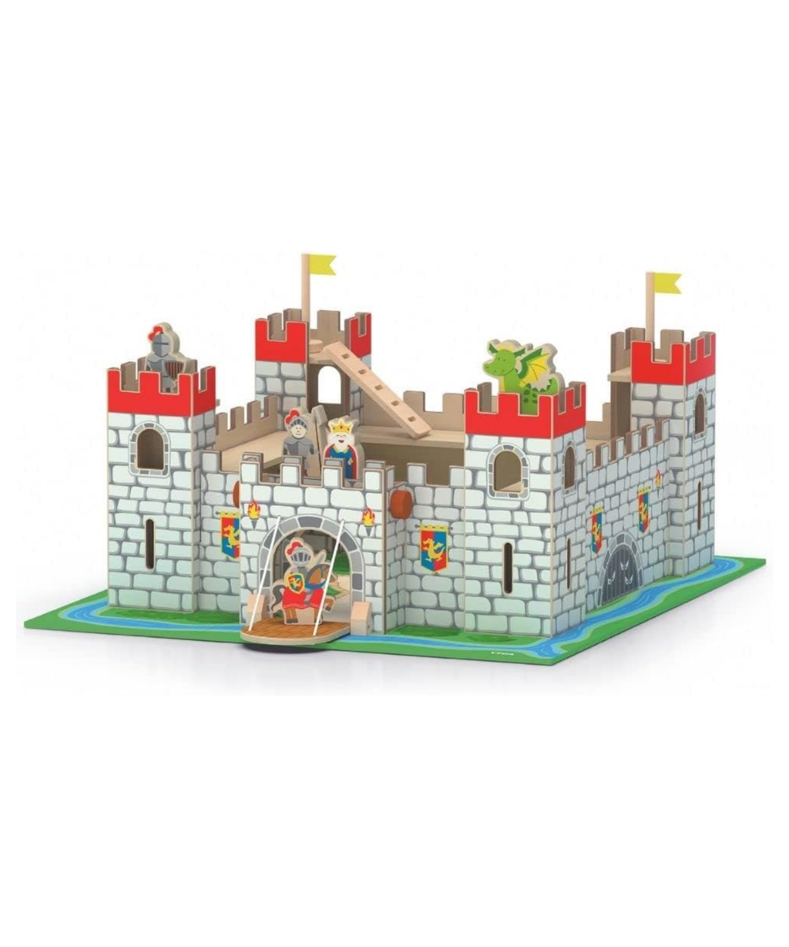 VIGA Wooden Castle Play Set  Imaginative Roleplay Toy for Kids  Age 3 Years and Above