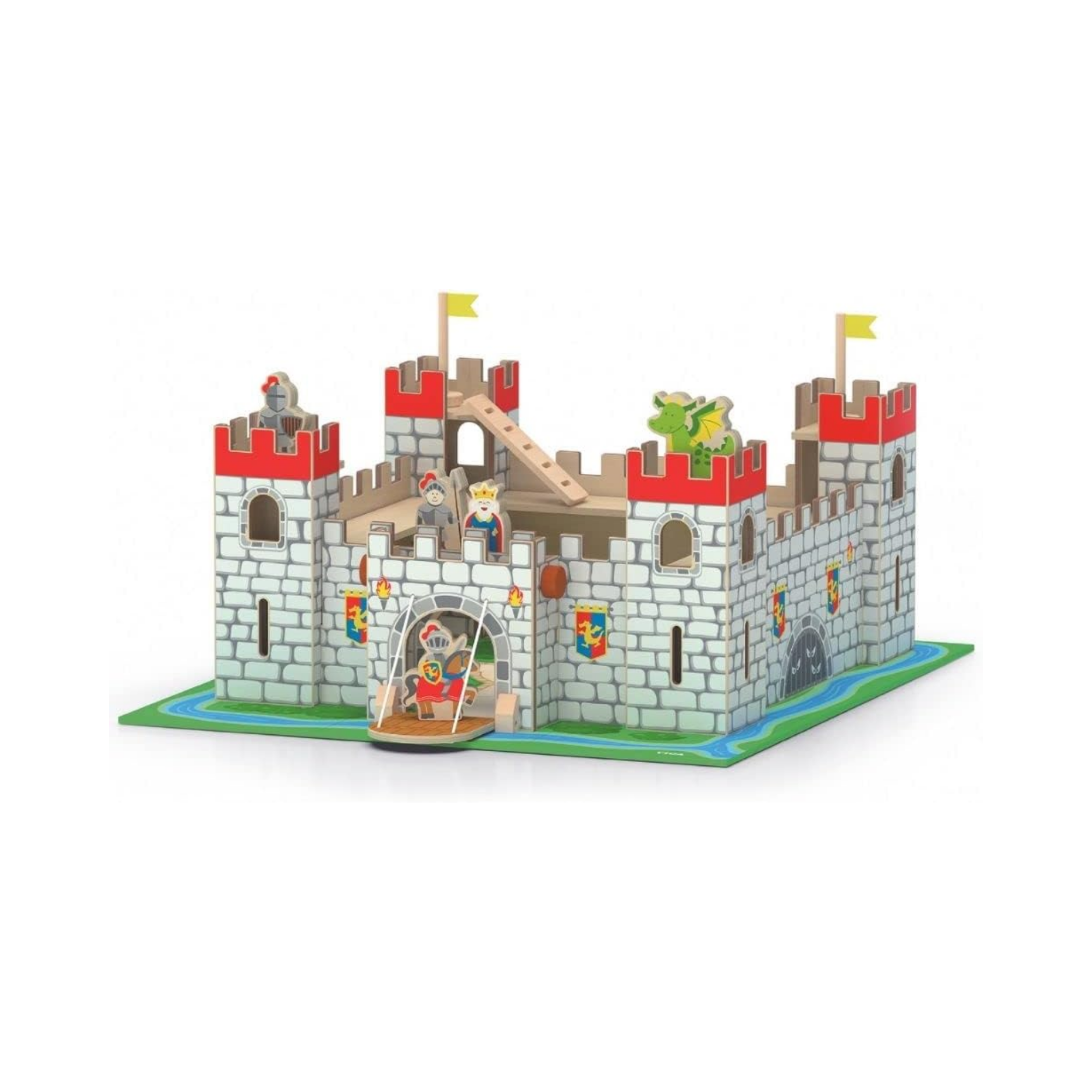 VIGA Wooden Castle Play Set  Imaginative Roleplay Toy for Kids  Age 3 Years and Above