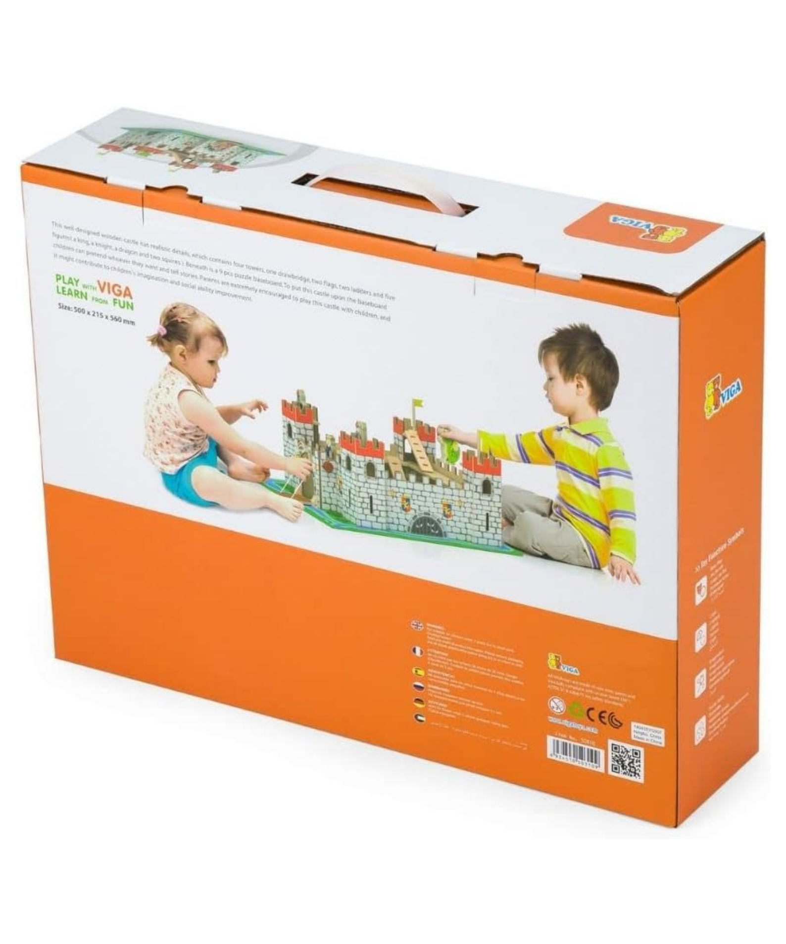 VIGA Wooden Castle Play Set  Imaginative Roleplay Toy for Kids  Age 3 Years and Above