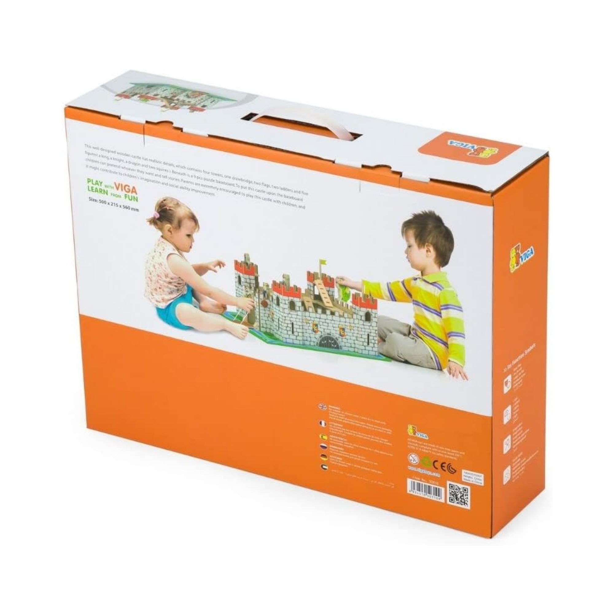 VIGA Wooden Castle Play Set  Imaginative Roleplay Toy for Kids  Age 3 Years and Above