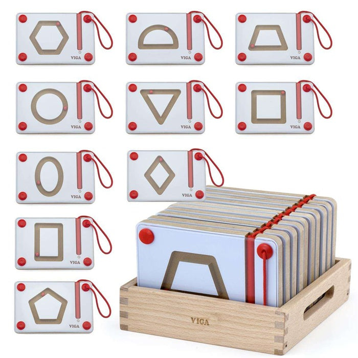VIGA Wooden Magnetic Writing Board with 10 Geometric Shapes  Educational Toy for Kids Age 3+