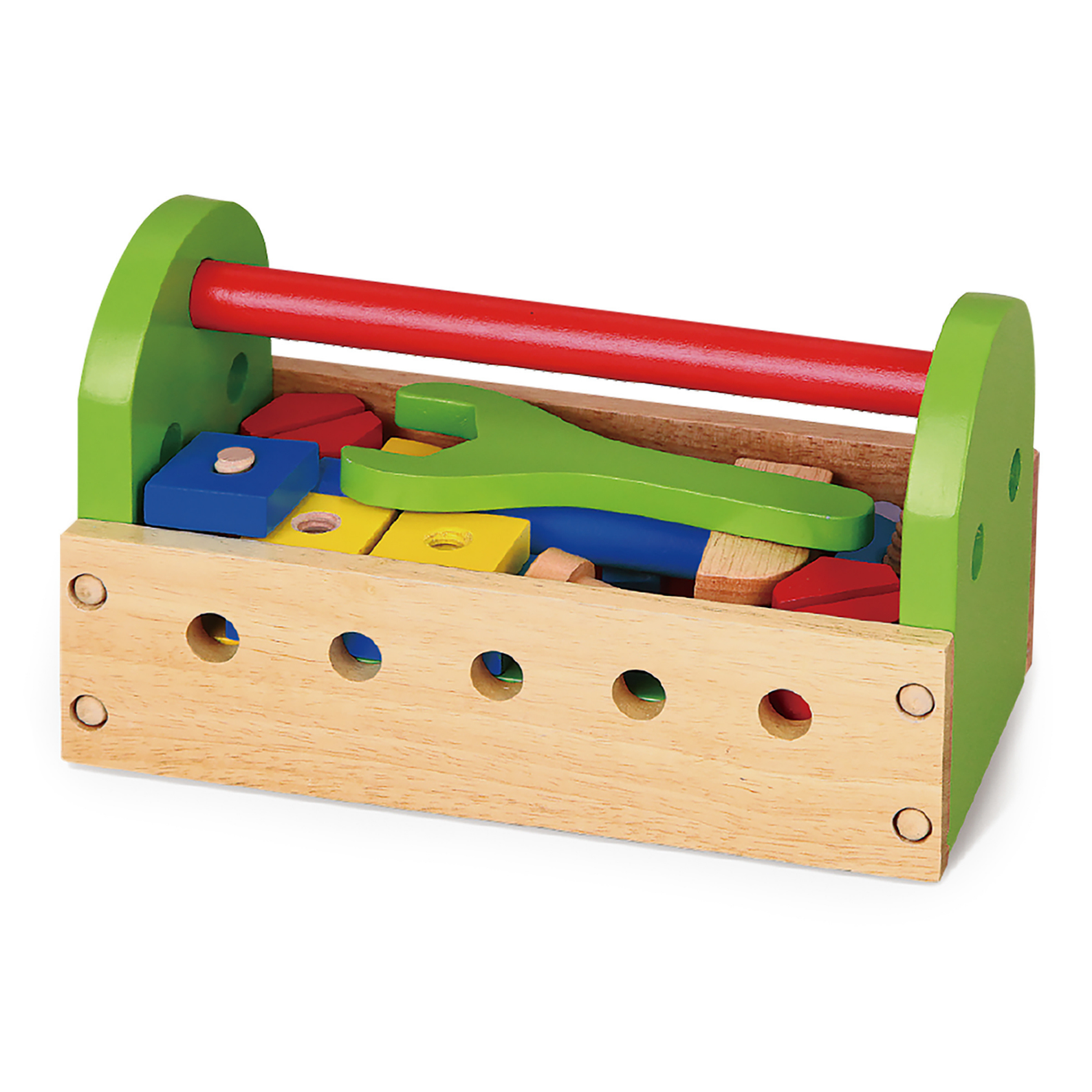 VIGA Wooden Tool Kit with Toolbox  Educational Roleplay Set for Kids Ages 3 and Up