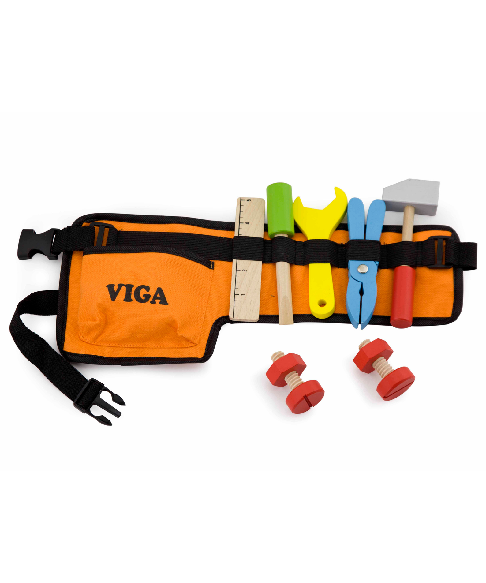 Viga Little Fitter Wooden Tool Belt Toy for Kids  Roleplay Construction Set with Tools  Fine Motor Skill Development  Ages 3+