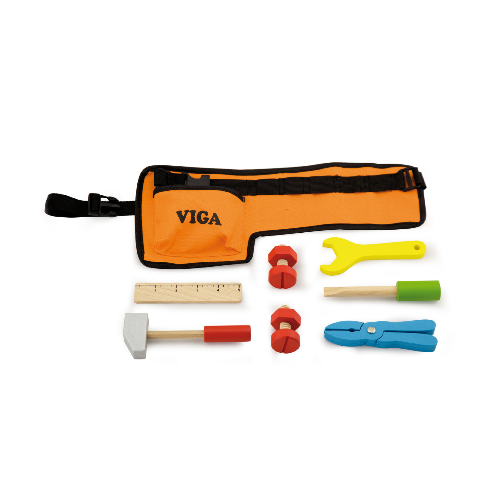 Viga Little Fitter Wooden Tool Belt Toy for Kids  Roleplay Construction Set with Tools  Fine Motor Skill Development  Ages 3+