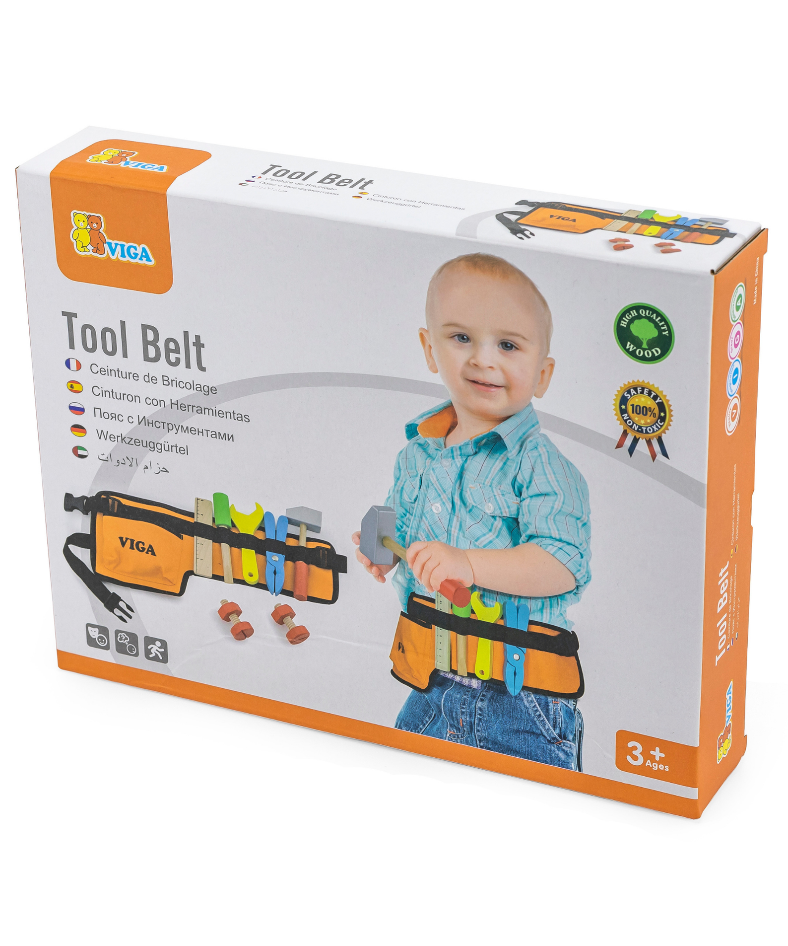 Viga Little Fitter Wooden Tool Belt Toy for Kids  Roleplay Construction Set with Tools  Fine Motor Skill Development  Ages 3+