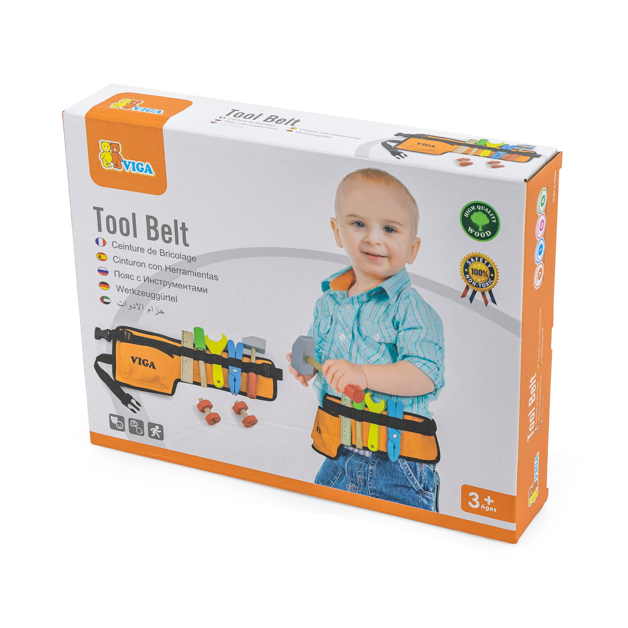 Viga Little Fitter Wooden Tool Belt Toy for Kids  Roleplay Construction Set with Tools  Fine Motor Skill Development  Ages 3+