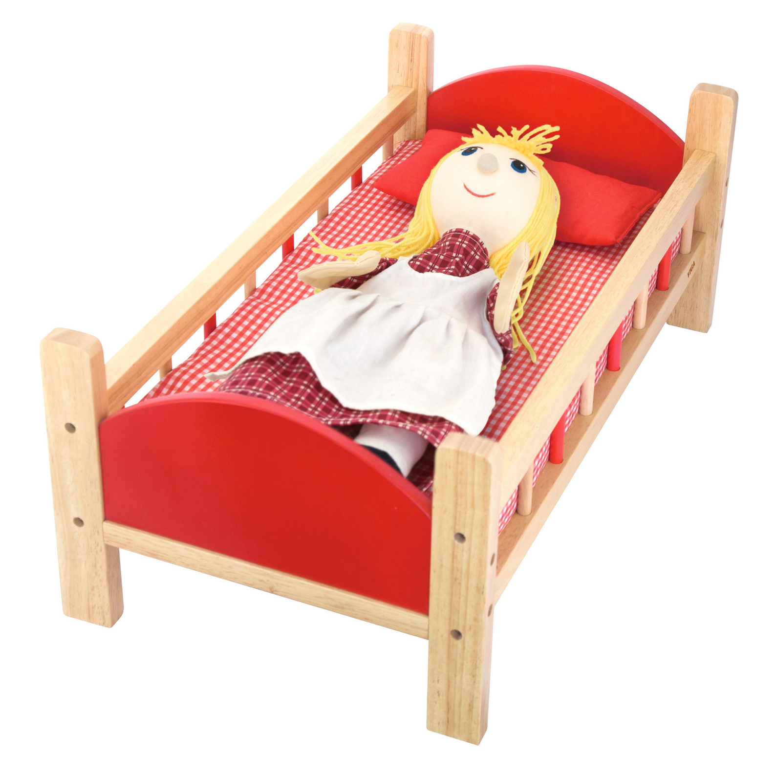 VIGA Wooden Doll Bed with Mattress and Pillow  Pretend Play Cot for Kids Ages 3 and Up