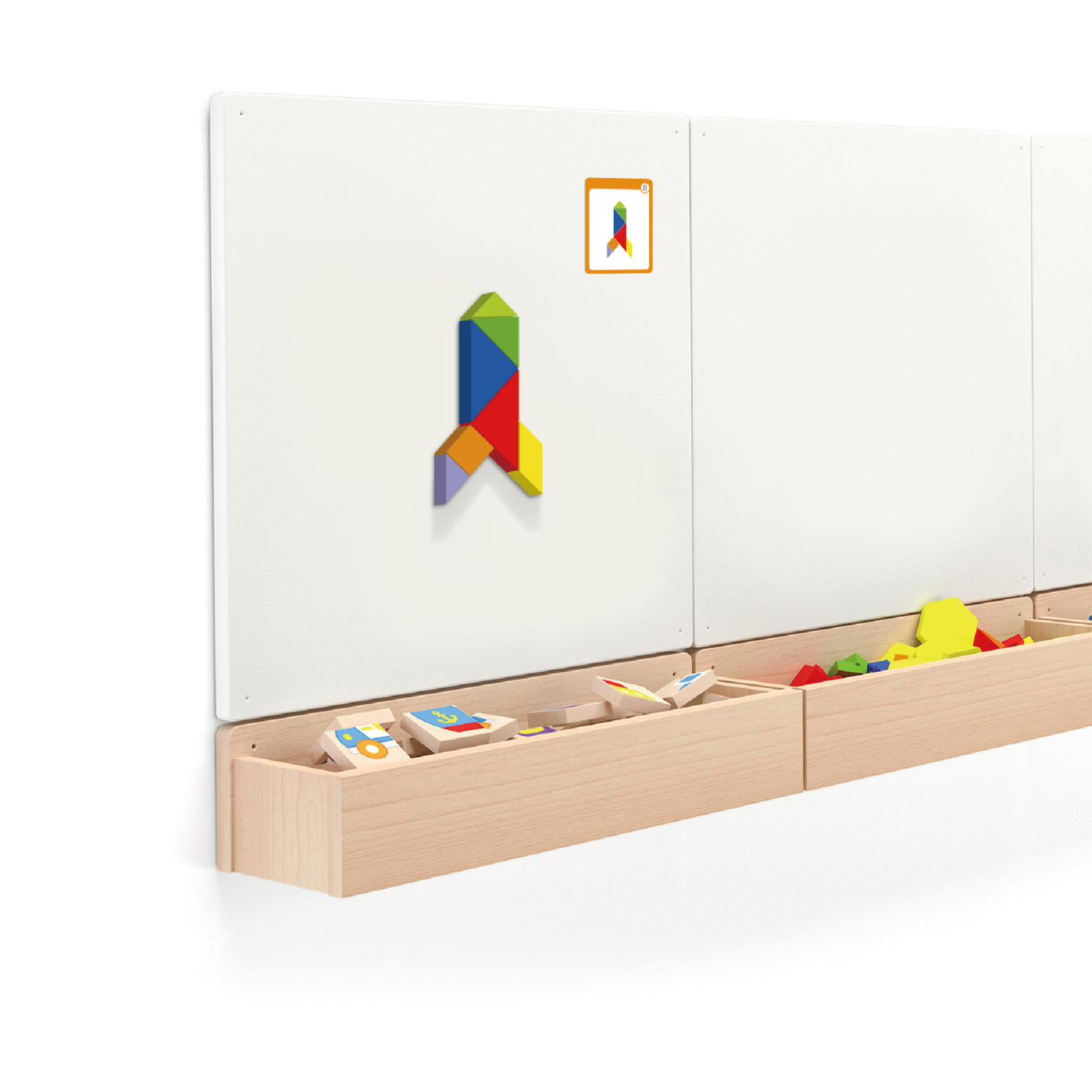 Viga Magnetic Tangram, 35 Piece Geometric Block Puzzle, Montessori Wooden Toy, Develops Sensory, Cognitive & Fine Motor Skills, Non-Toxic & Eco-friendly Kids Educational Toy, for Boys & Girls 3Y+