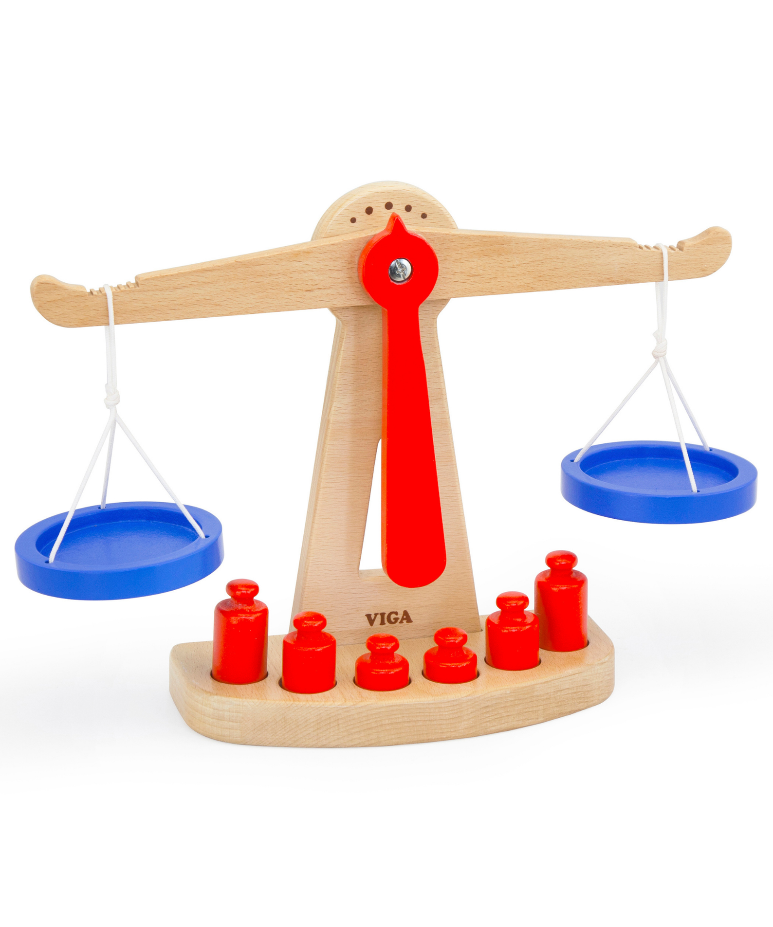 VIGA Wooden Balance Scale Toy  Educational Montessori Learning Tool with Weights  Fine Motor Skills and STEM Development  Ages 3 and Up