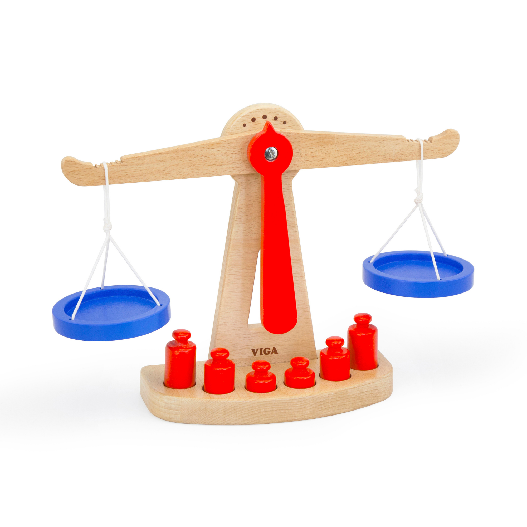VIGA Wooden Balance Scale Toy  Educational Montessori Learning Tool with Weights  Fine Motor Skills and STEM Development  Ages 3 and Up