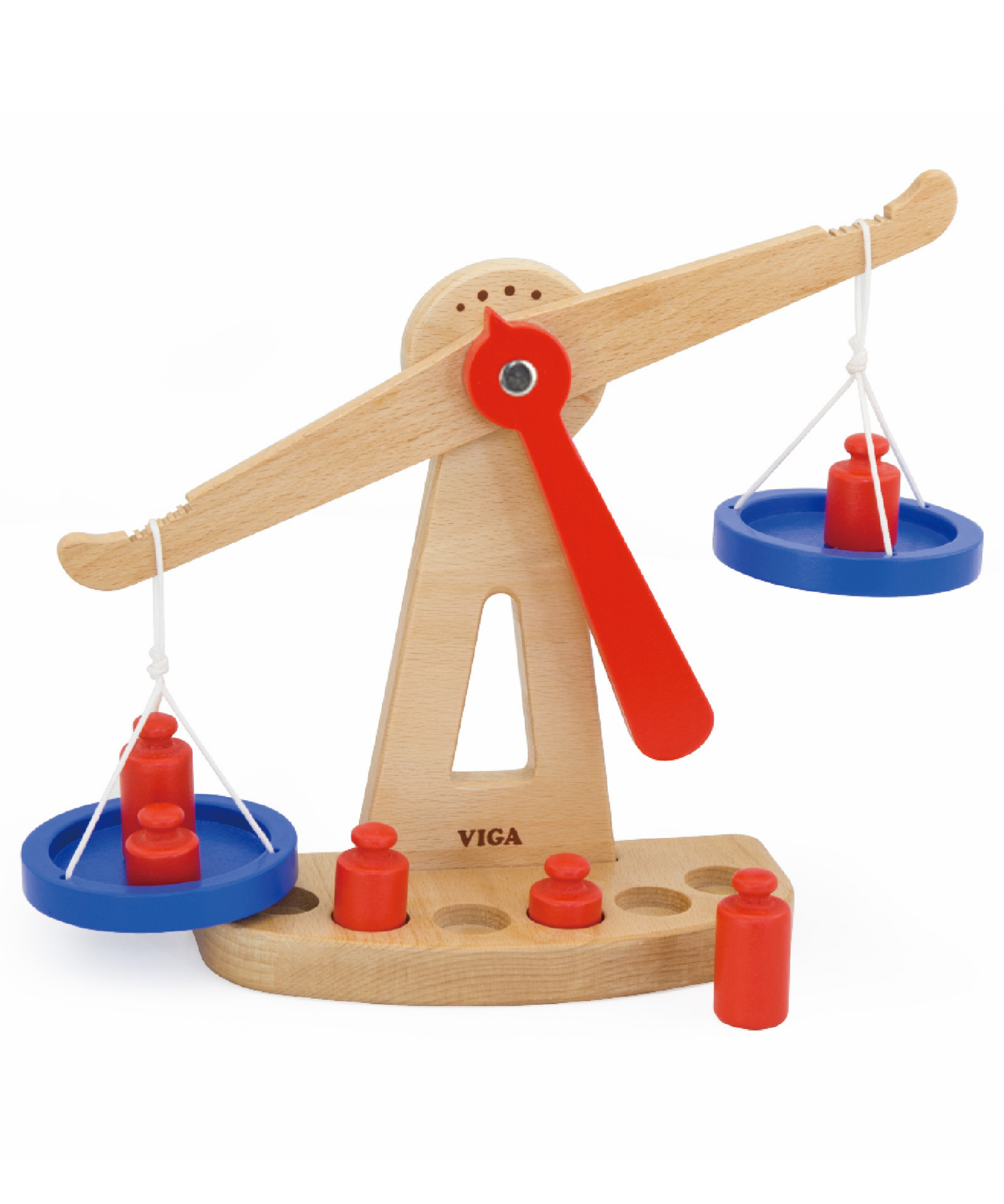 VIGA Wooden Balance Scale Toy  Educational Montessori Learning Tool with Weights  Fine Motor Skills and STEM Development  Ages 3 and Up