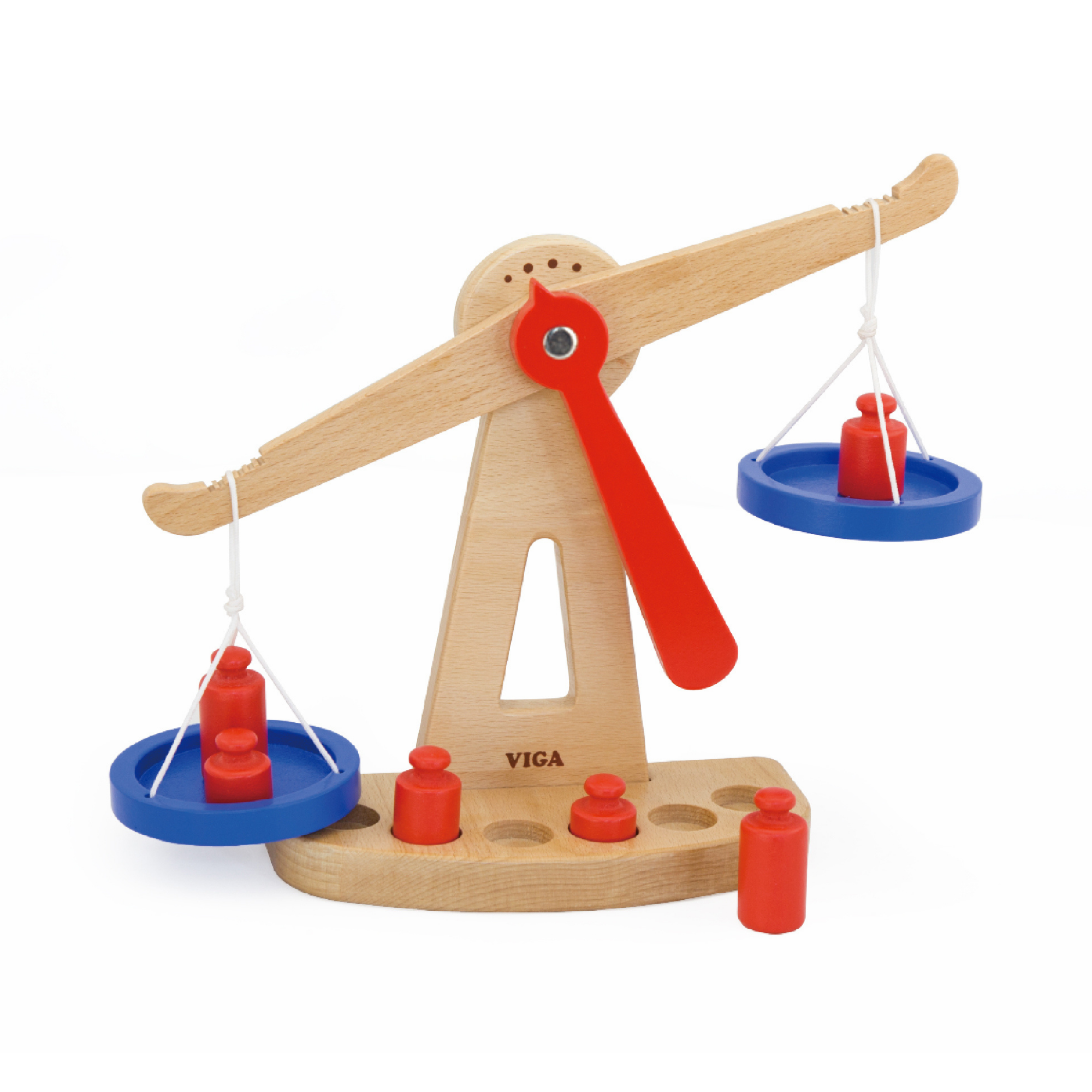 VIGA Wooden Balance Scale Toy  Educational Montessori Learning Tool with Weights  Fine Motor Skills and STEM Development  Ages 3 and Up