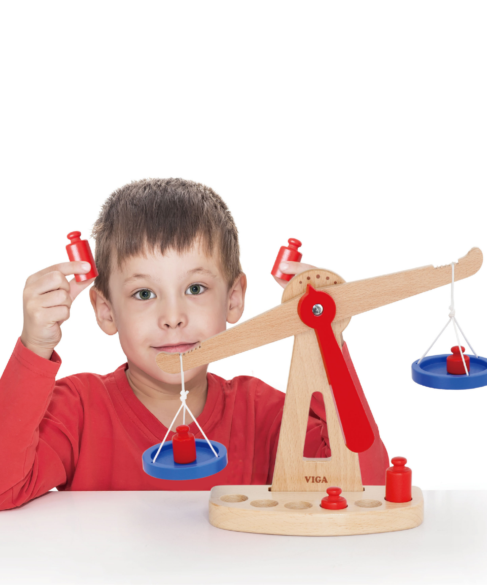 VIGA Wooden Balance Scale Toy  Educational Montessori Learning Tool with Weights  Fine Motor Skills and STEM Development  Ages 3 and Up
