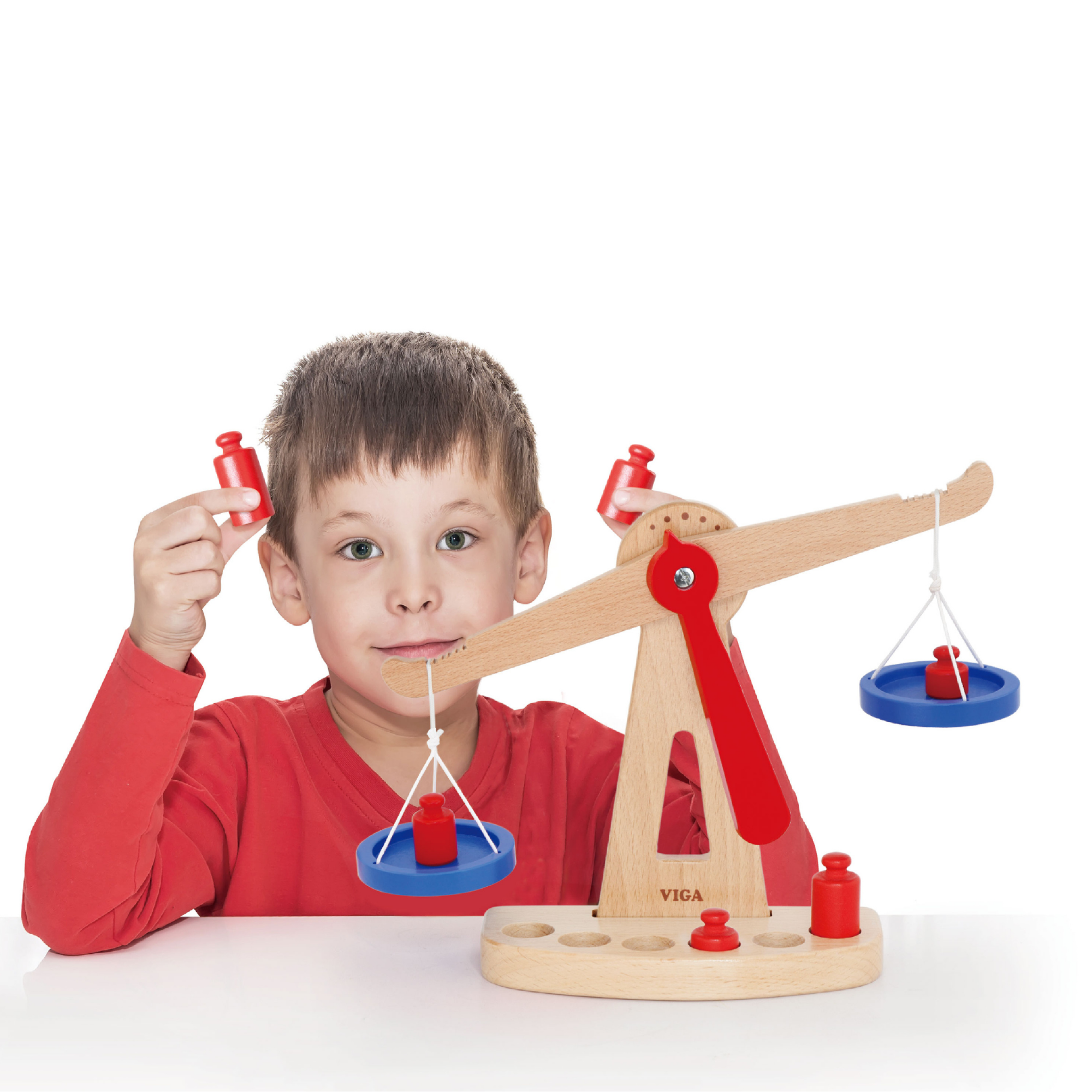 VIGA Wooden Balance Scale Toy  Educational Montessori Learning Tool with Weights  Fine Motor Skills and STEM Development  Ages 3 and Up