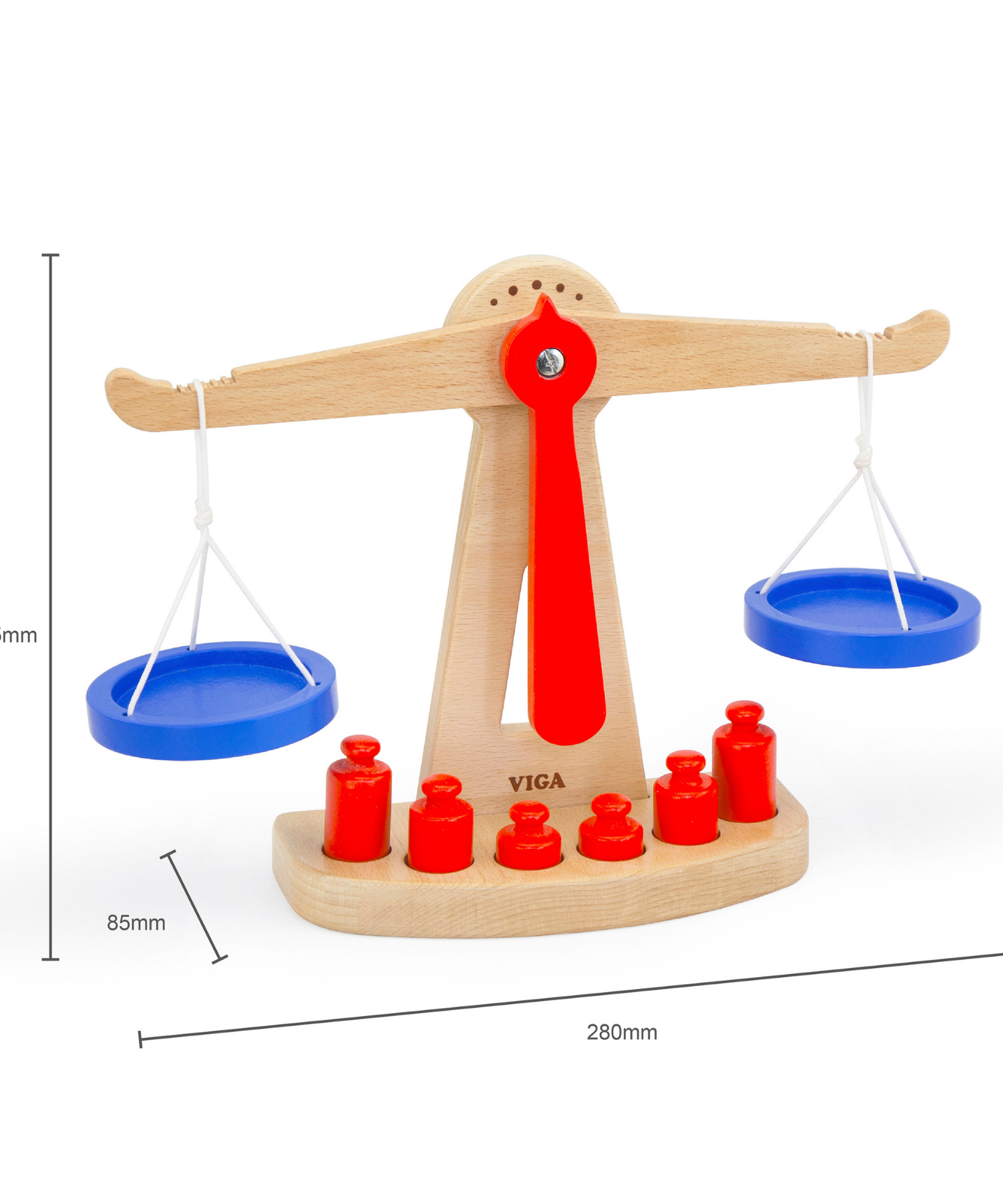 VIGA Wooden Balance Scale Toy  Educational Montessori Learning Tool with Weights  Fine Motor Skills and STEM Development  Ages 3 and Up