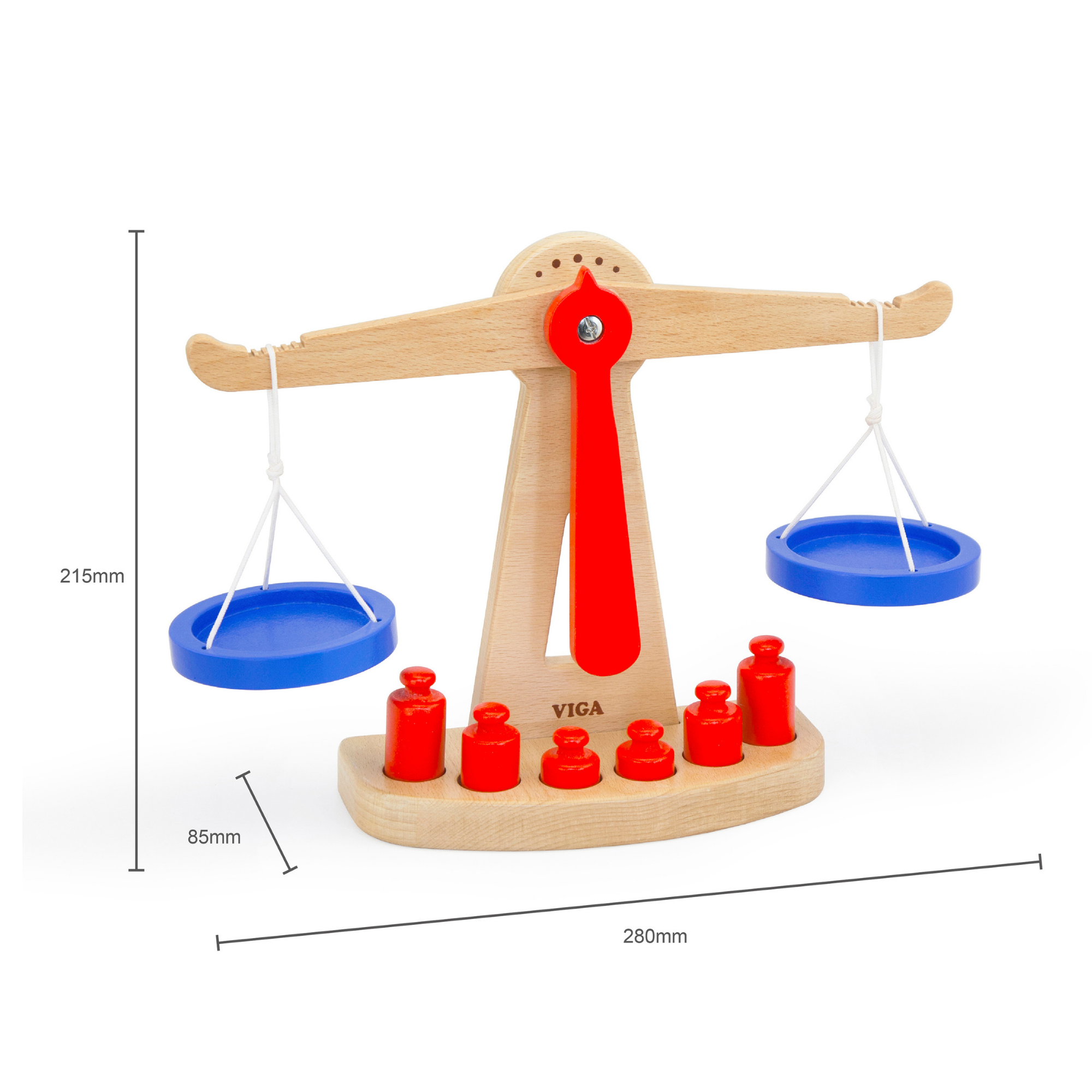 VIGA Wooden Balance Scale Toy  Educational Montessori Learning Tool with Weights  Fine Motor Skills and STEM Development  Ages 3 and Up