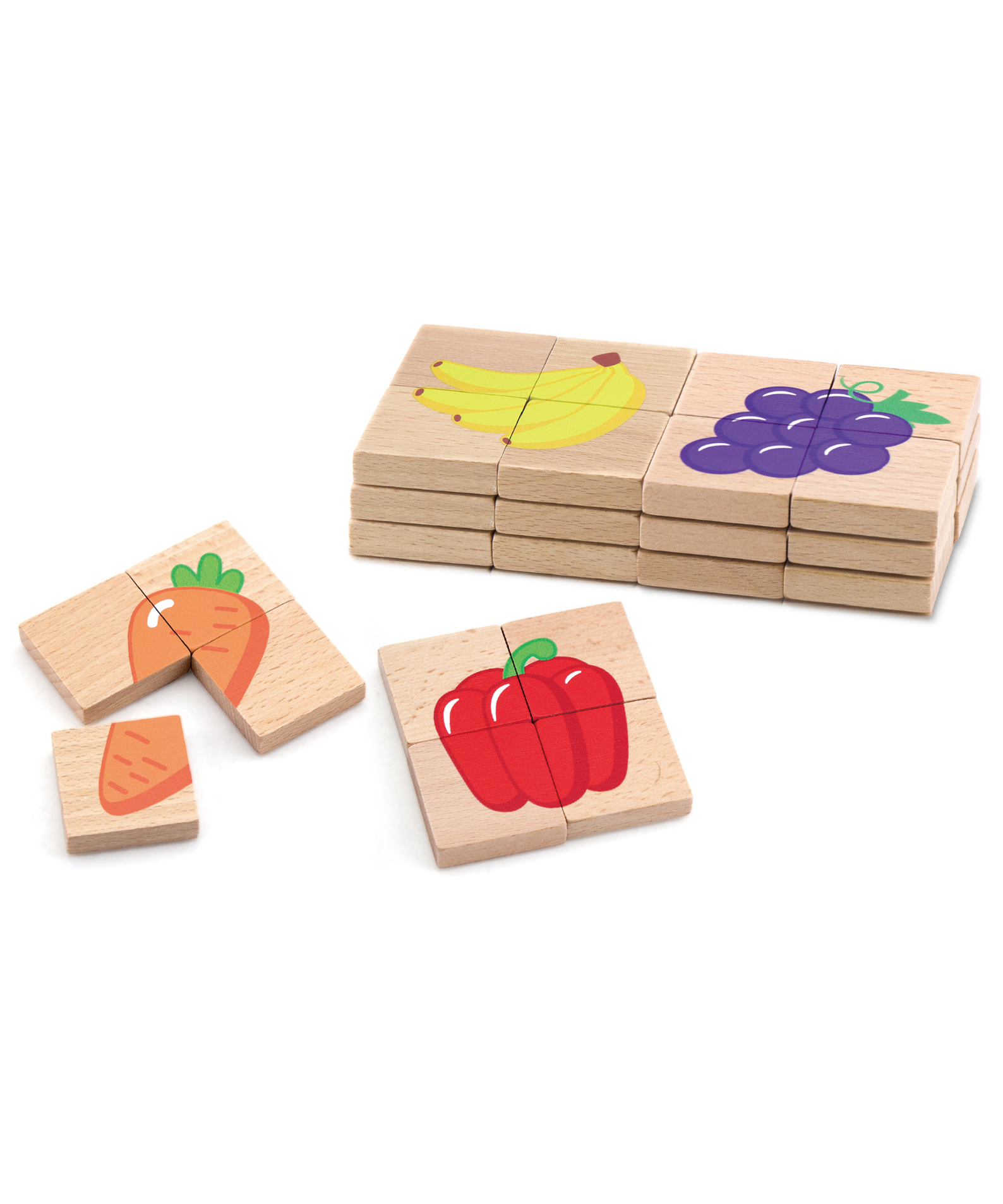 Viga Fruits, 32 Piece Magnetic Block Puzzle, Montessori Wooden Toy, Develops Sensory, Cognitive & Fine Motor Skills, Non-Toxic & Eco-friendly Kids Educational Toy, Suitable for Children Aged 18M+