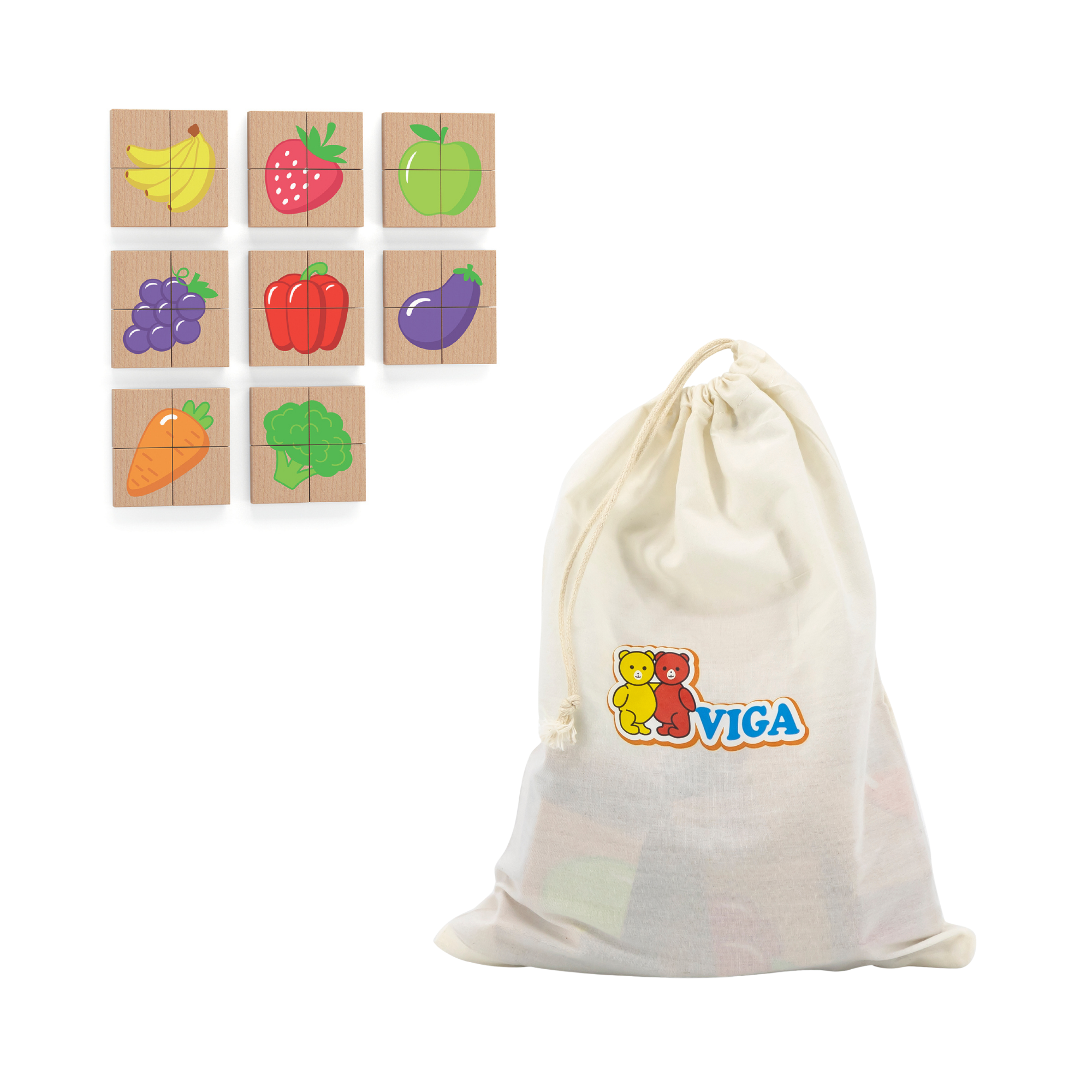 Viga Fruits, 32 Piece Magnetic Block Puzzle, Montessori Wooden Toy, Develops Sensory, Cognitive & Fine Motor Skills, Non-Toxic & Eco-friendly Kids Educational Toy, Suitable for Children Aged 18M+