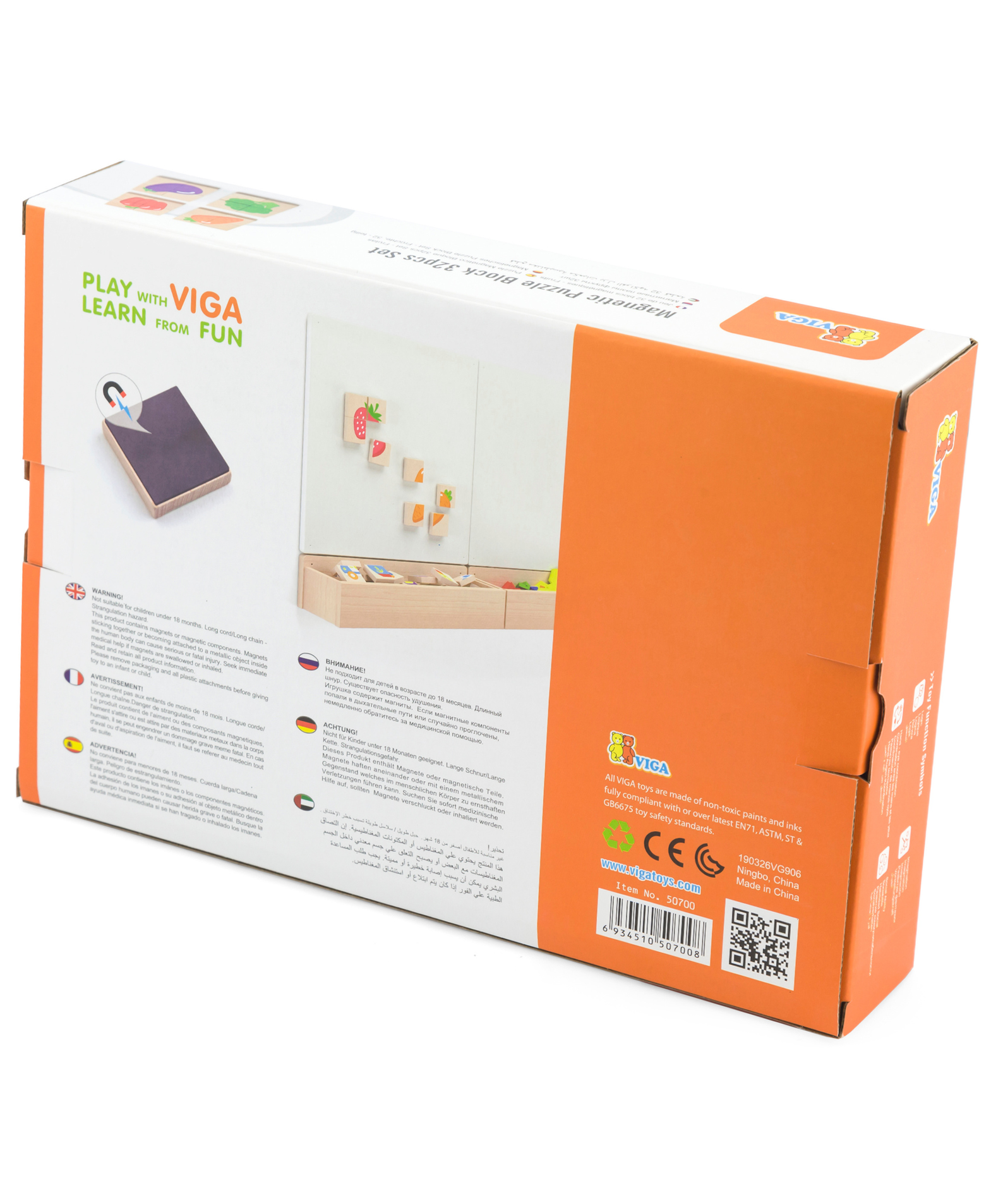 Viga Fruits, 32 Piece Magnetic Block Puzzle, Montessori Wooden Toy, Develops Sensory, Cognitive & Fine Motor Skills, Non-Toxic & Eco-friendly Kids Educational Toy, Suitable for Children Aged 18M+