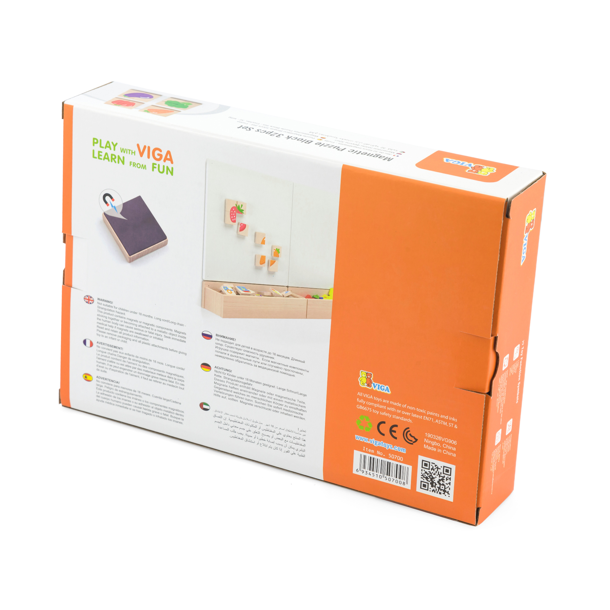 Viga Fruits, 32 Piece Magnetic Block Puzzle, Montessori Wooden Toy, Develops Sensory, Cognitive & Fine Motor Skills, Non-Toxic & Eco-friendly Kids Educational Toy, Suitable for Children Aged 18M+