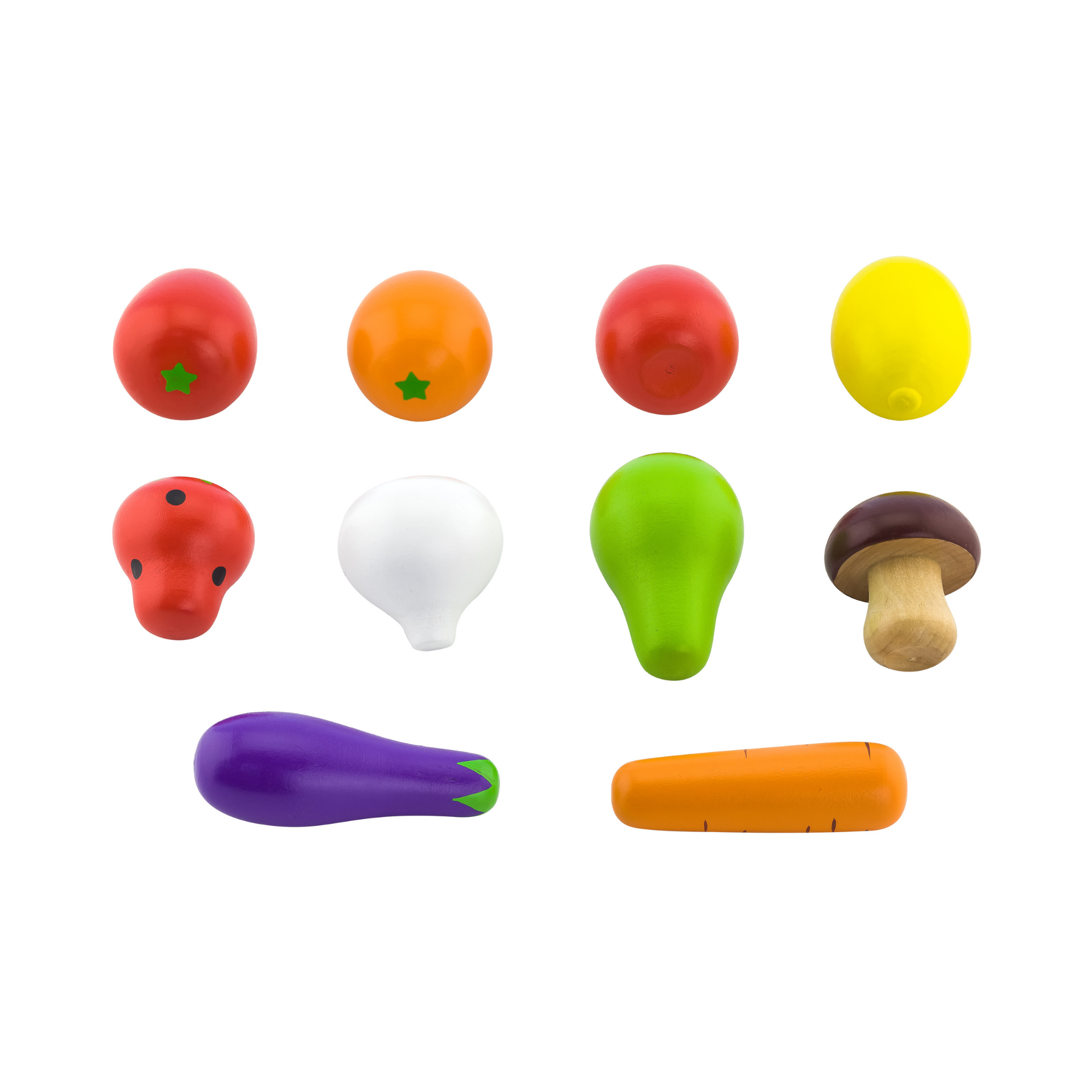 Viga Wooden Vegetable and Fruit Set for Kids  10-Piece Pretend Play Food Toy  Montessori-Inspired Learning for Roleplay Kitchens and Classrooms  Ages 3 and Up