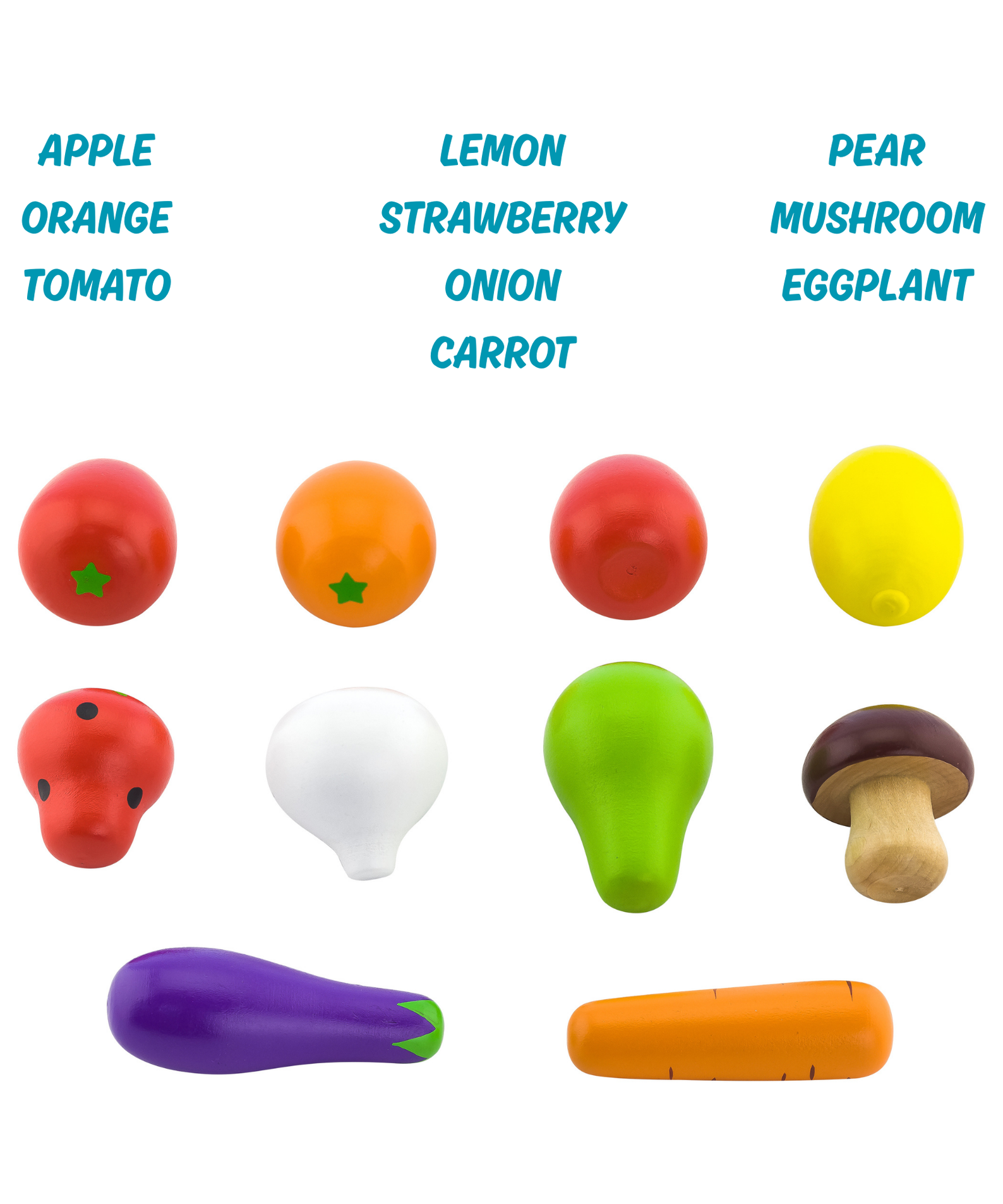 Viga Wooden Vegetable and Fruit Set for Kids  10-Piece Pretend Play Food Toy  Montessori-Inspired Learning for Roleplay Kitchens and Classrooms  Ages 3 and Up