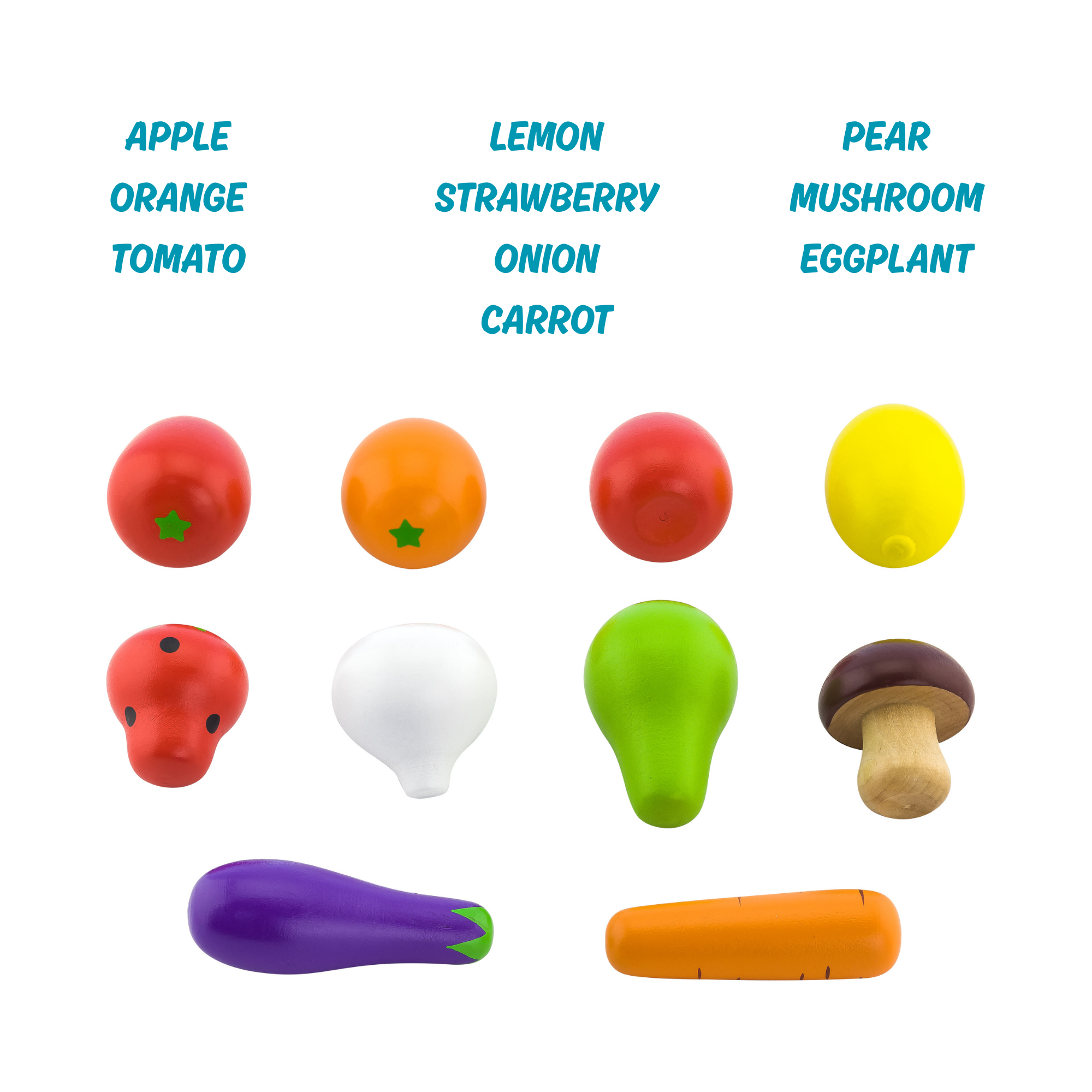 Viga Wooden Vegetable and Fruit Set for Kids  10-Piece Pretend Play Food Toy  Montessori-Inspired Learning for Roleplay Kitchens and Classrooms  Ages 3 and Up