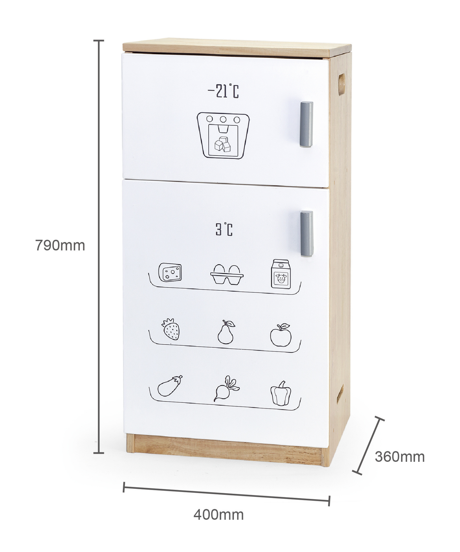 VIGA White Wooden Kitchen with Fridge  Pretend Play Cooking Set for Kids  Age 3 Years and Above