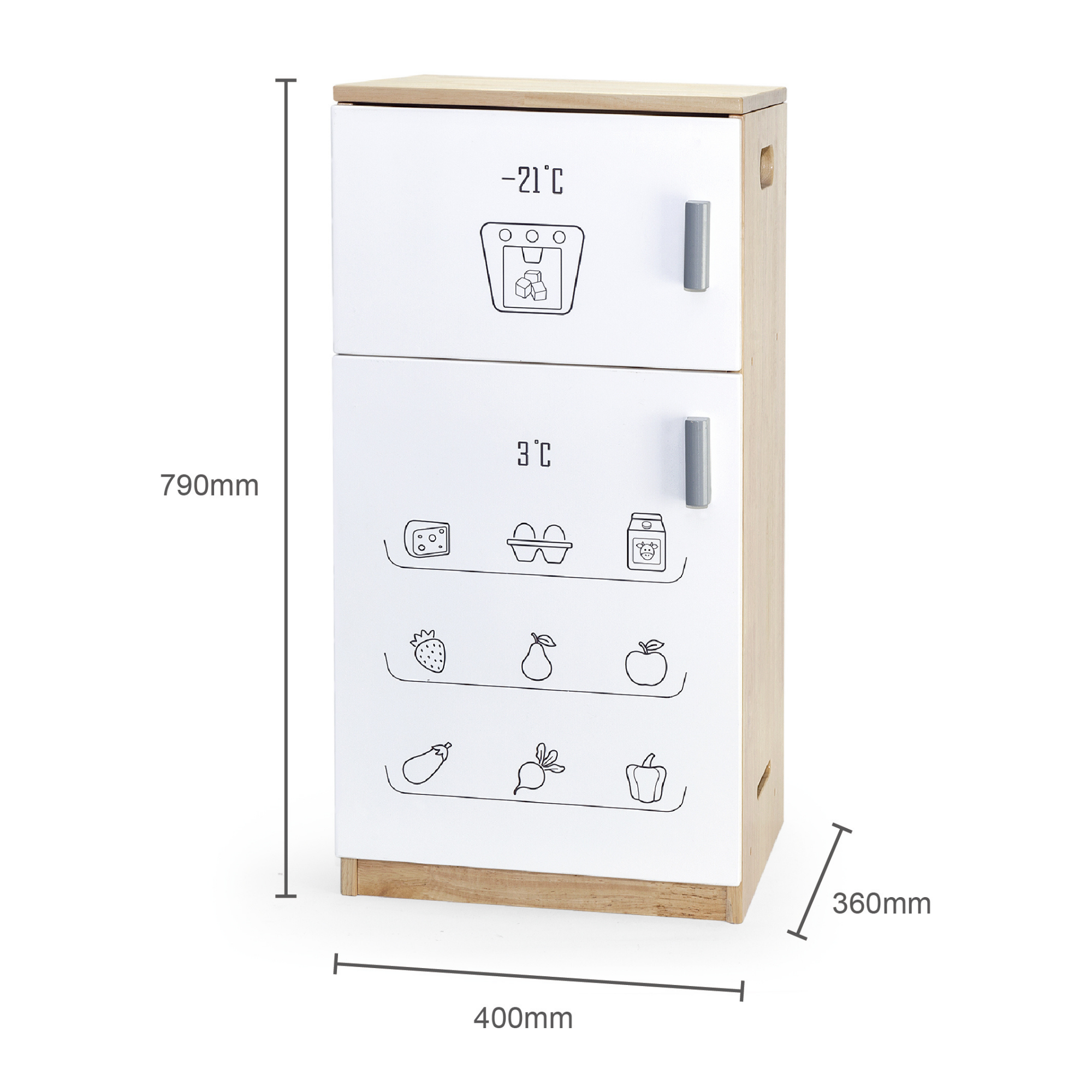 VIGA White Wooden Kitchen with Fridge  Pretend Play Cooking Set for Kids  Age 3 Years and Above