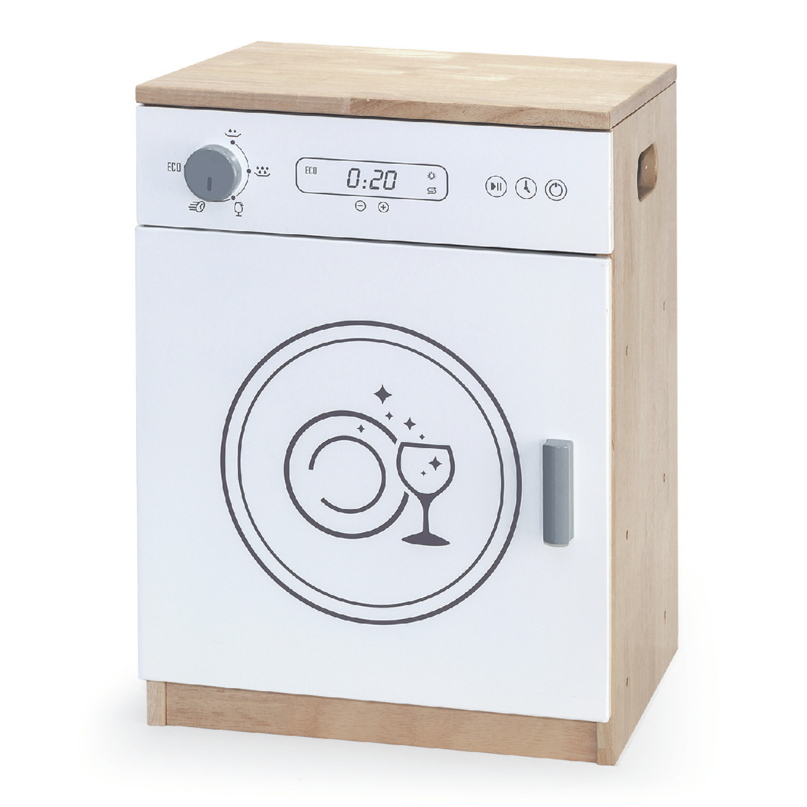 VIGA White Wooden Kitchen  Dish Washer Pretend Play Set for Kids  Age 3 Years and Above