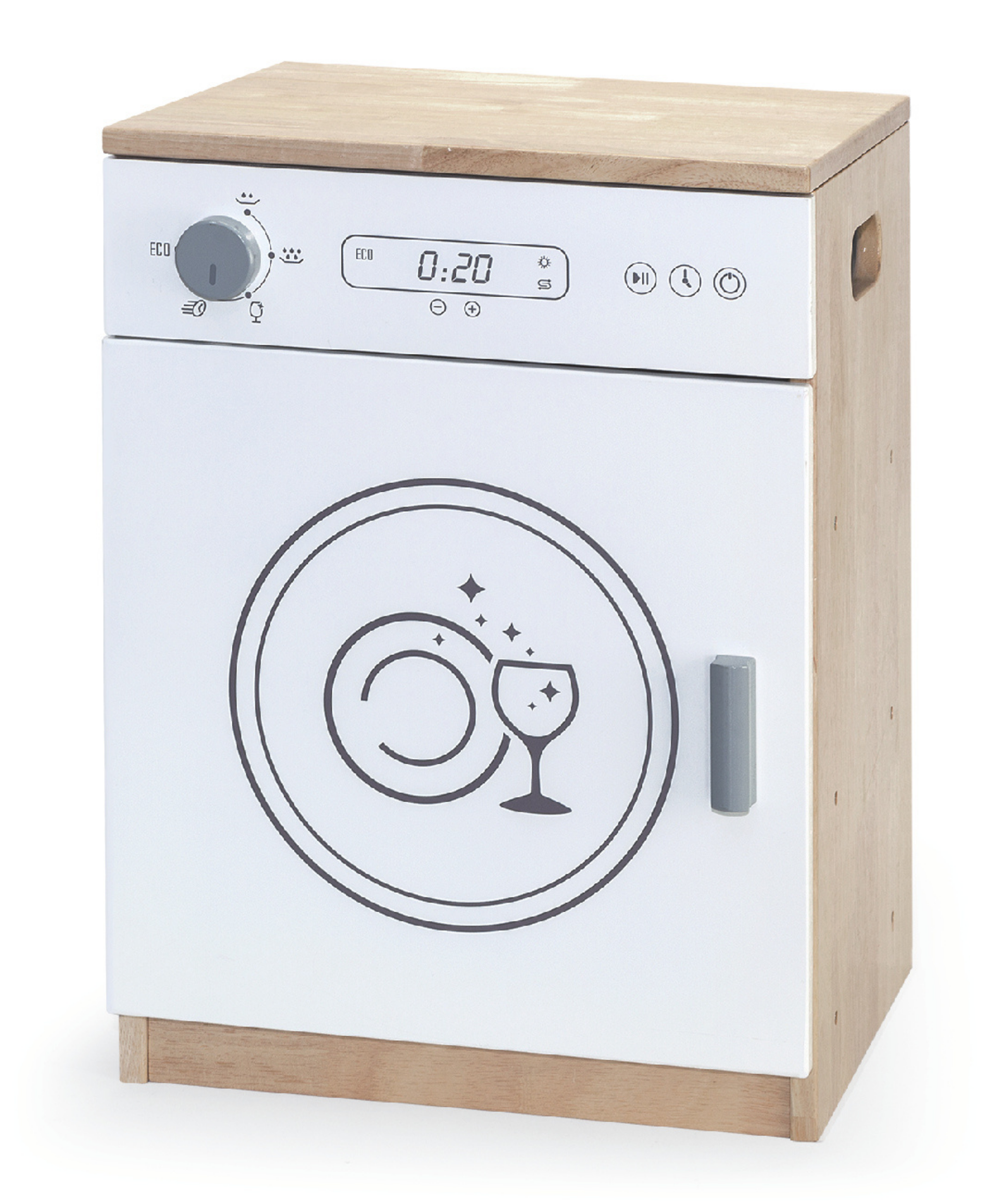 VIGA White Wooden Kitchen  Dish Washer Pretend Play Set for Kids  Age 3 Years and Above