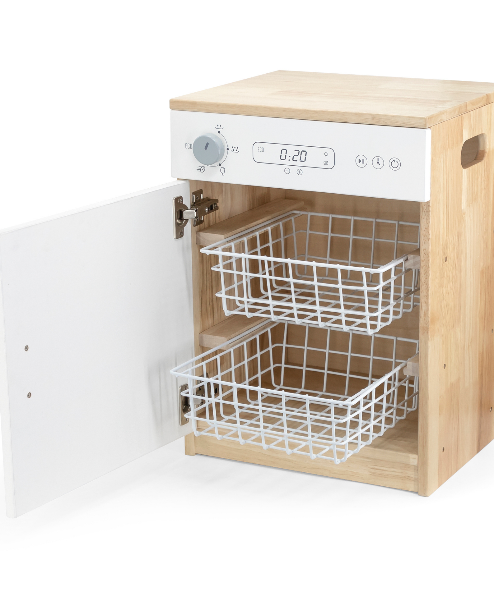 VIGA White Wooden Kitchen  Dish Washer Pretend Play Set for Kids  Age 3 Years and Above